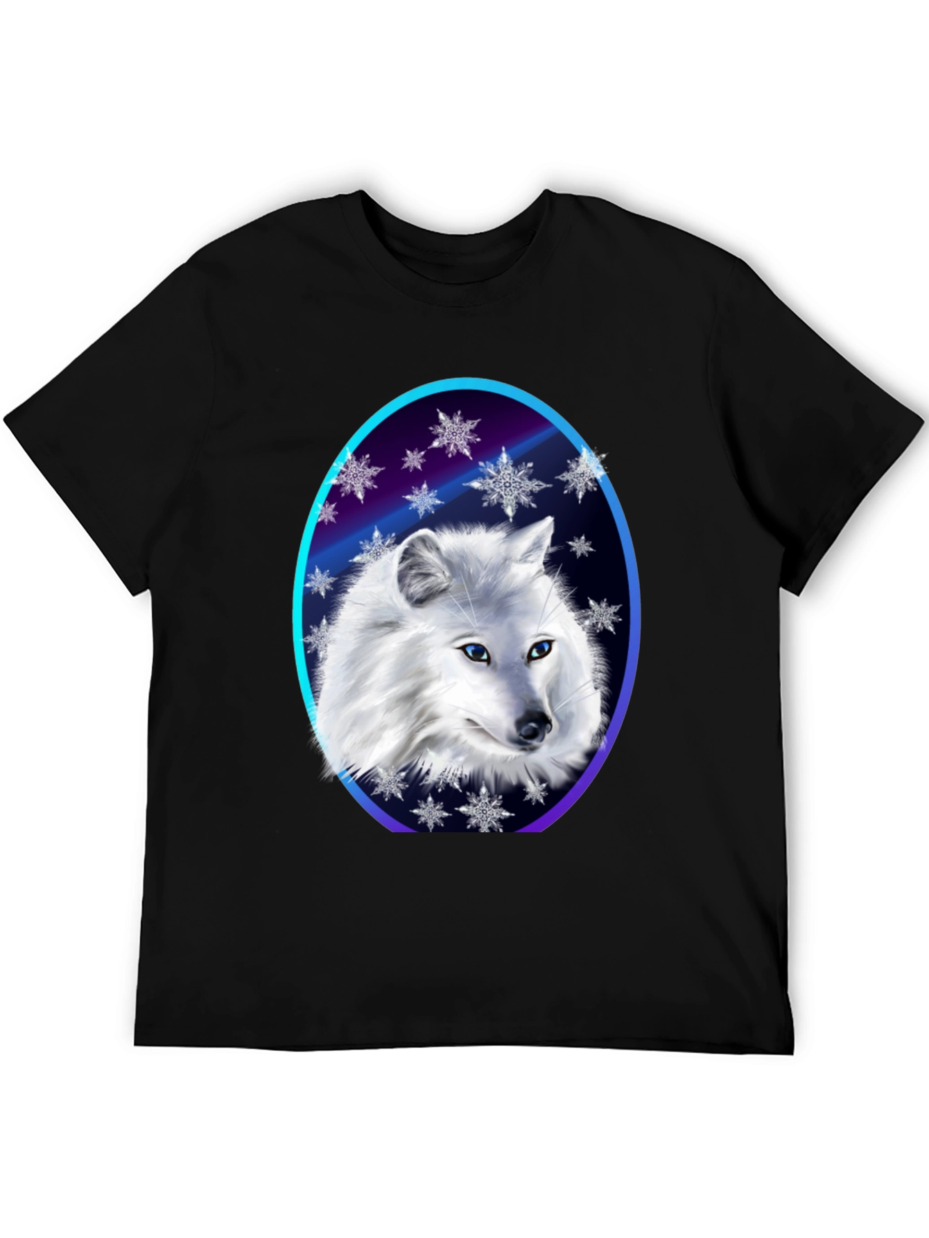 Black Arctic Fox Snowflake T-Shirt - Winter Apparel view 5