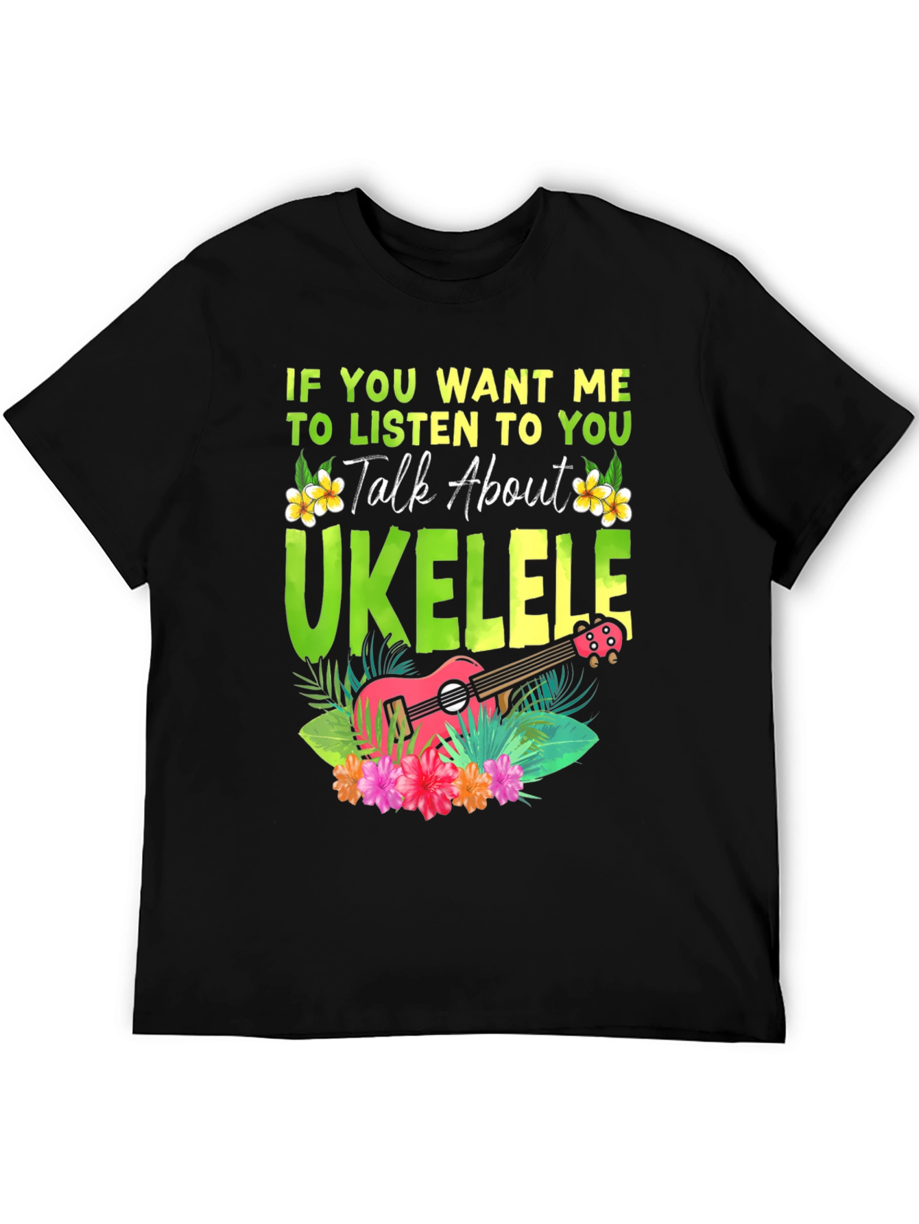 Black Ukulele Lover T-Shirt - Talk About Ukulele Tee view 5