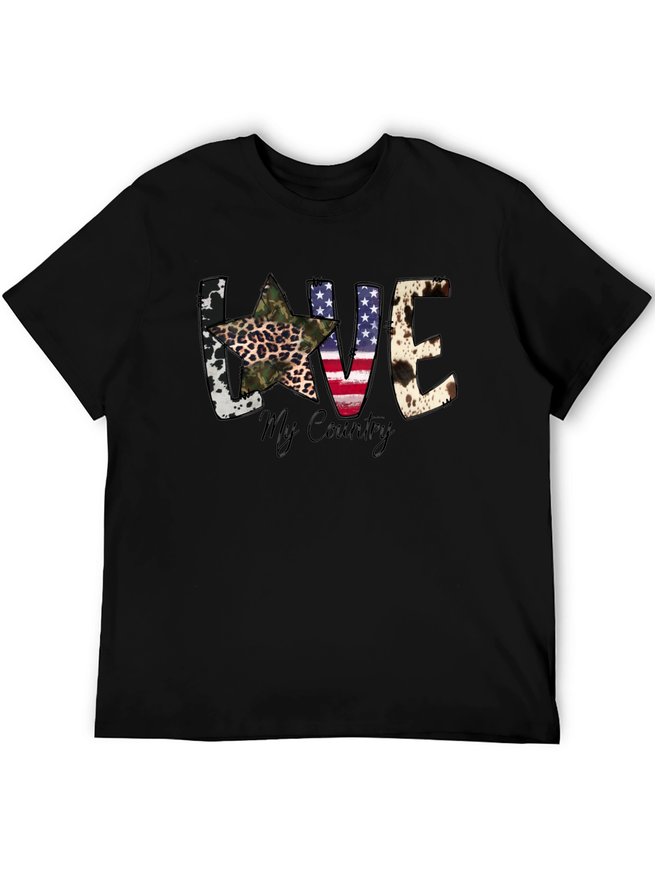 Black Love My Country Patriotic T-Shirt view 5