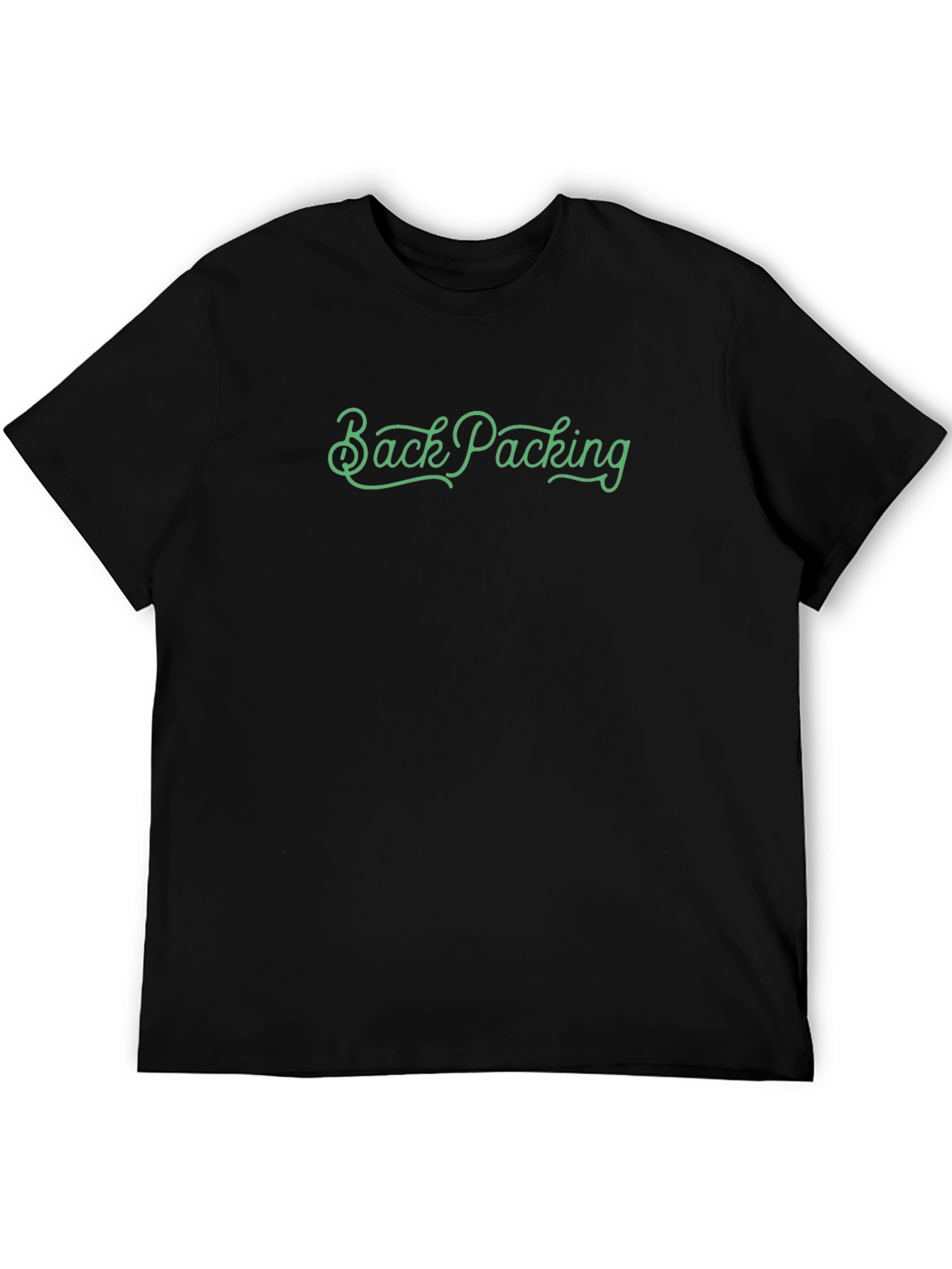 Black Backpacking Graphic Tee - Black Cotton T-Shirt view 5
