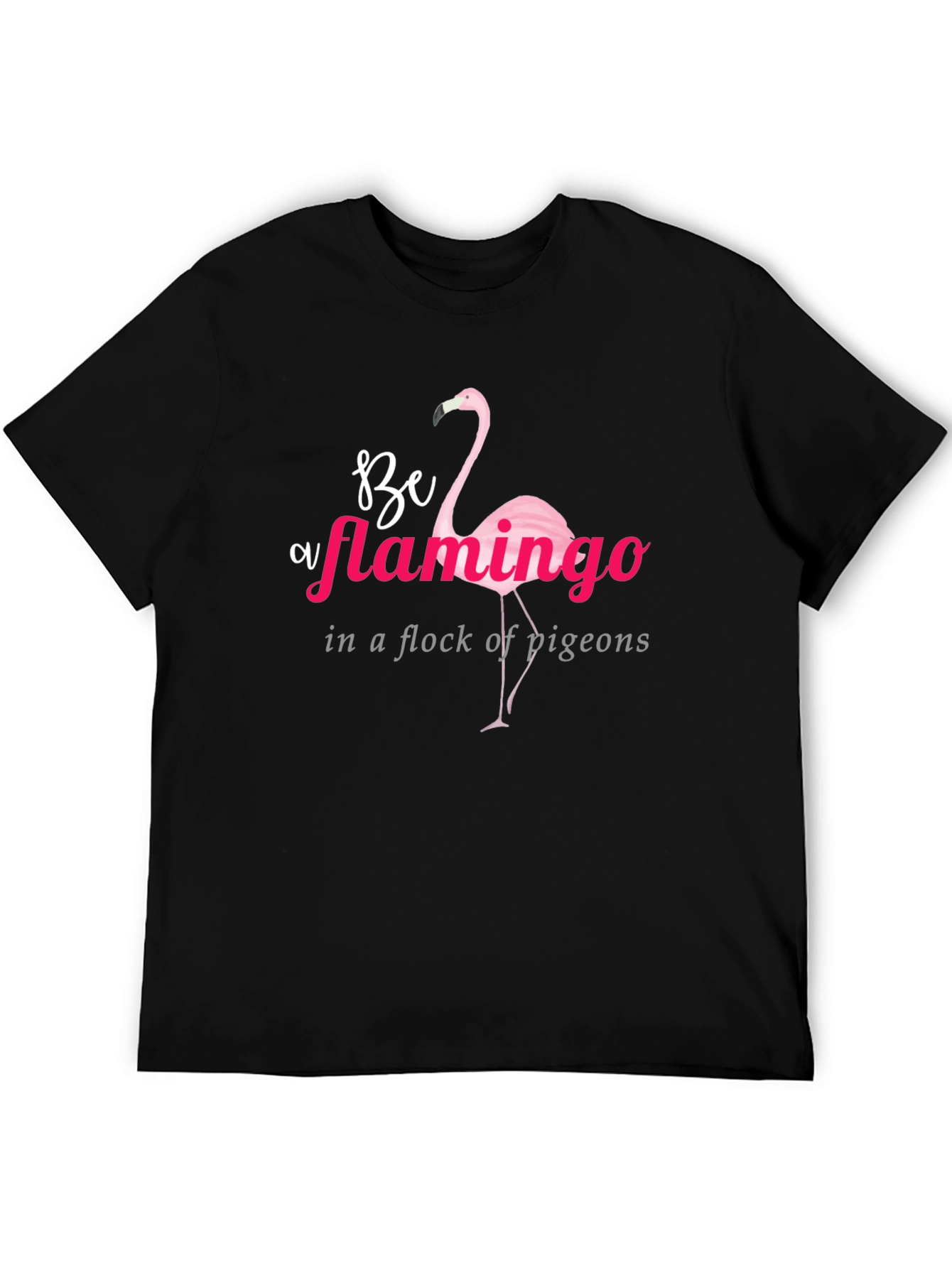Black Be a Flamingo Graphic Tee - Black Cotton T-Shirt view 5