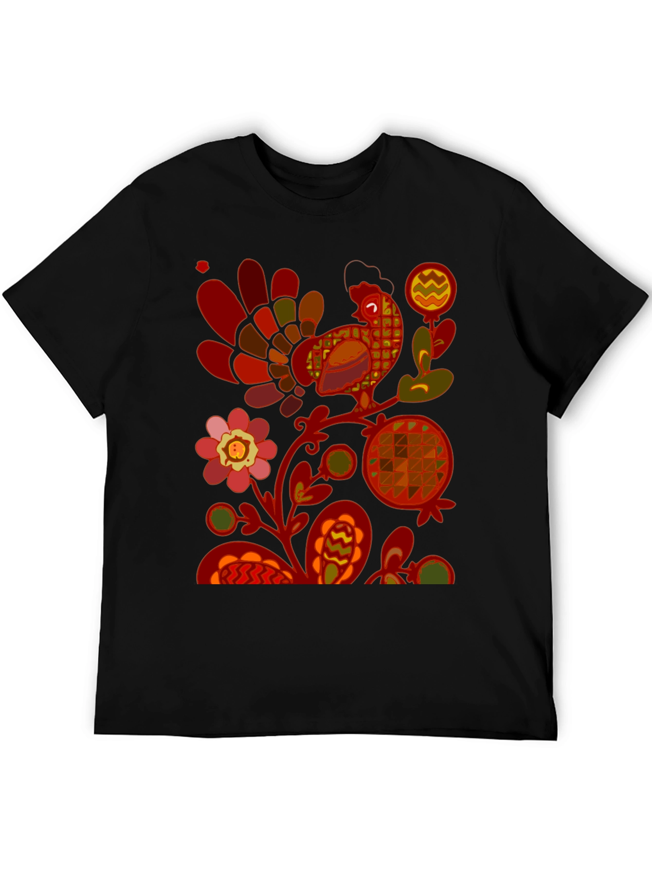 Retro Rooster Graphic Tee - Black Cotton Blend - 5