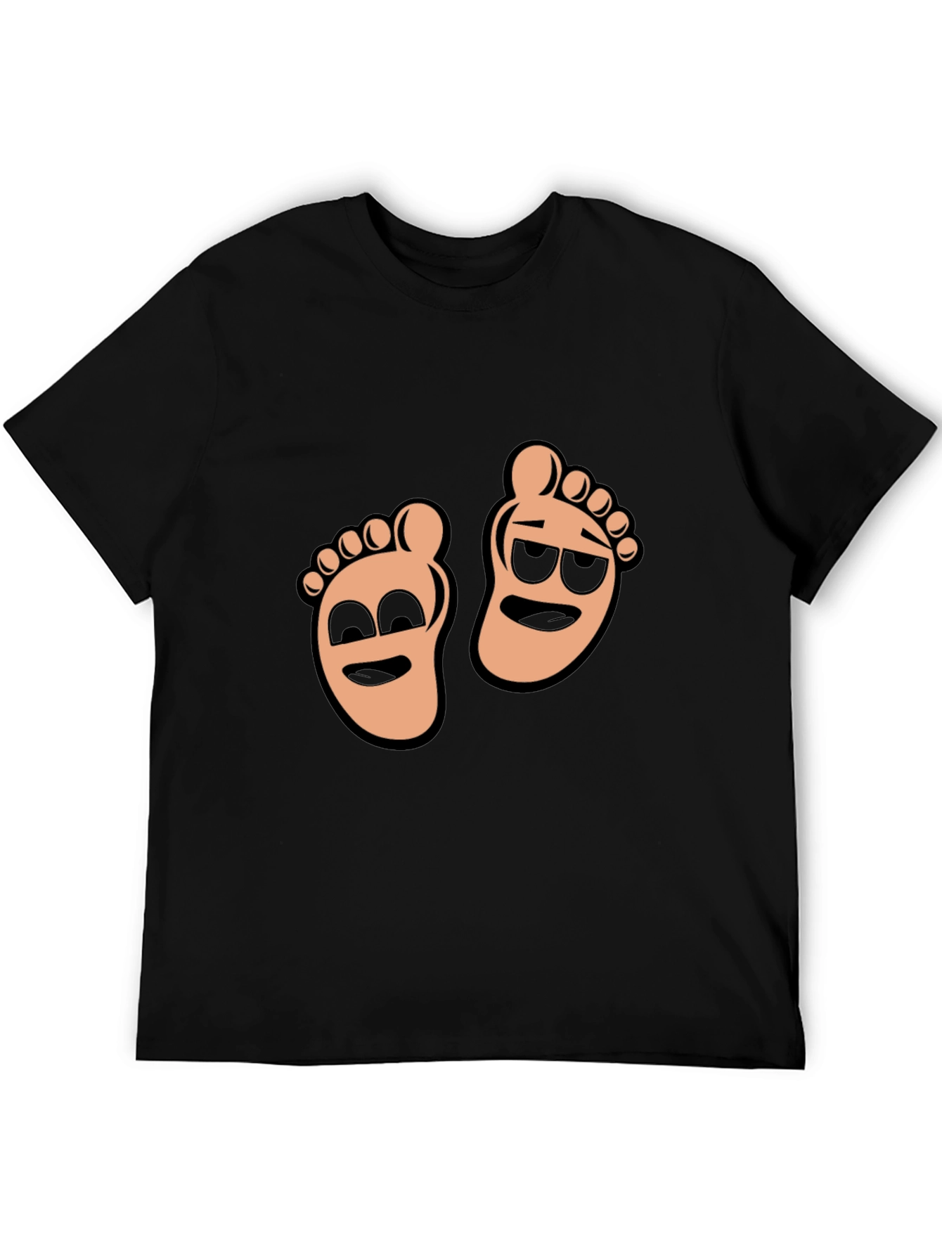 Black Cartoon Feet Graphic T-Shirt - Black view 5