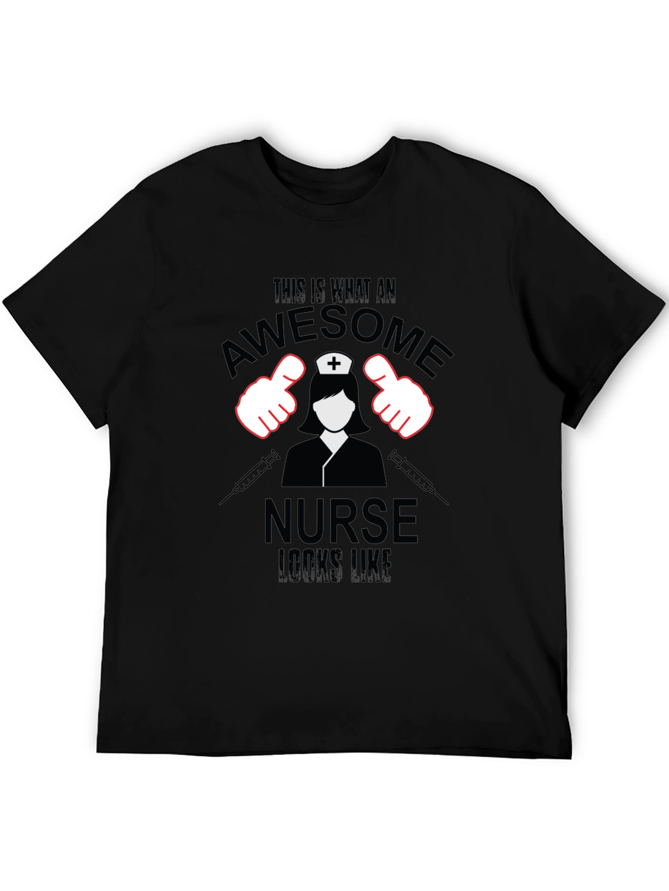 Black Awesome Nurse T-Shirt - Black Cotton Tee view 5