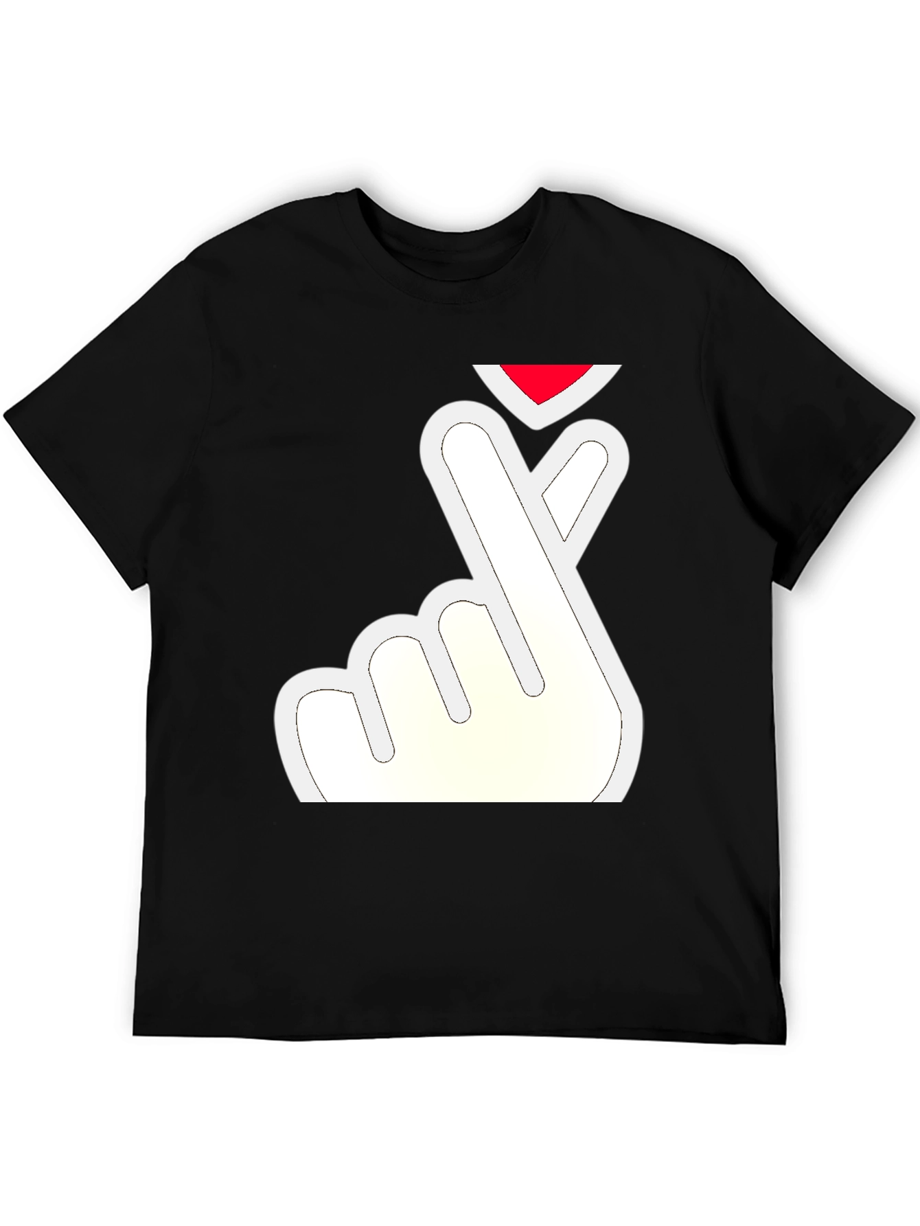 Black Finger Heart T-Shirt - Black Tee view 5