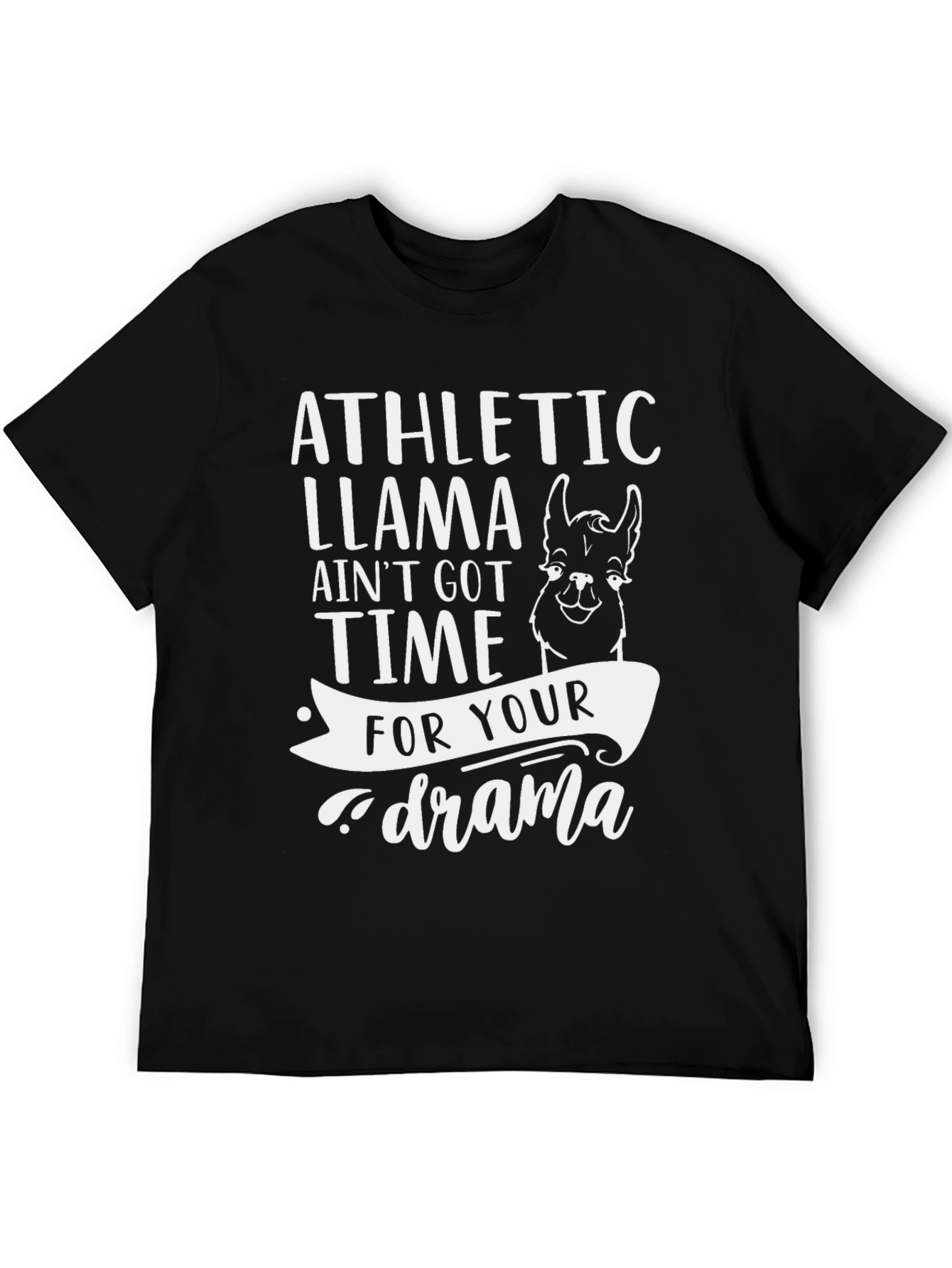 Black Athletic Llama T-Shirt - No Time For Drama! view 5