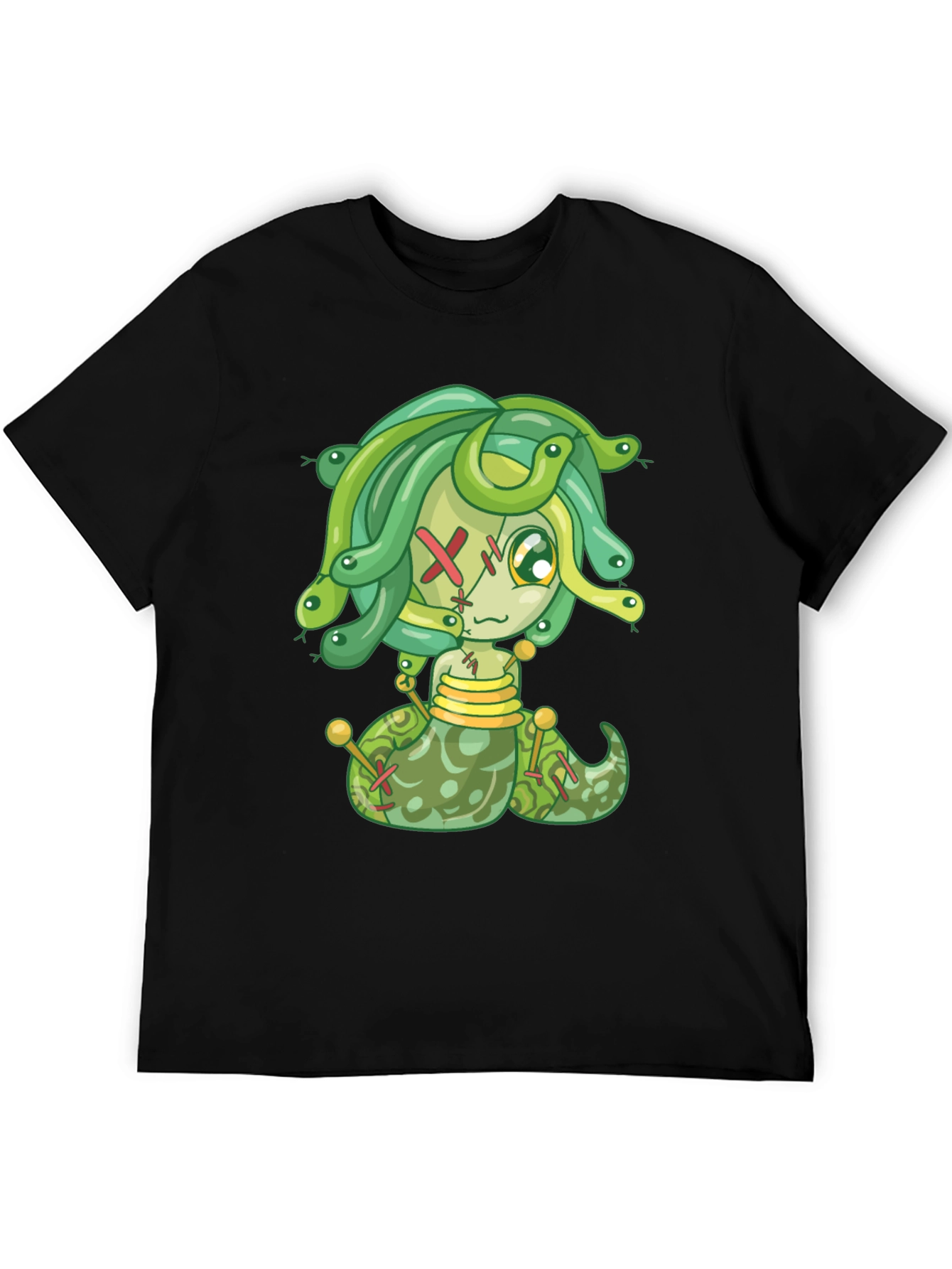 Black Medusa Cartoon Graphic Tee - Black view 5