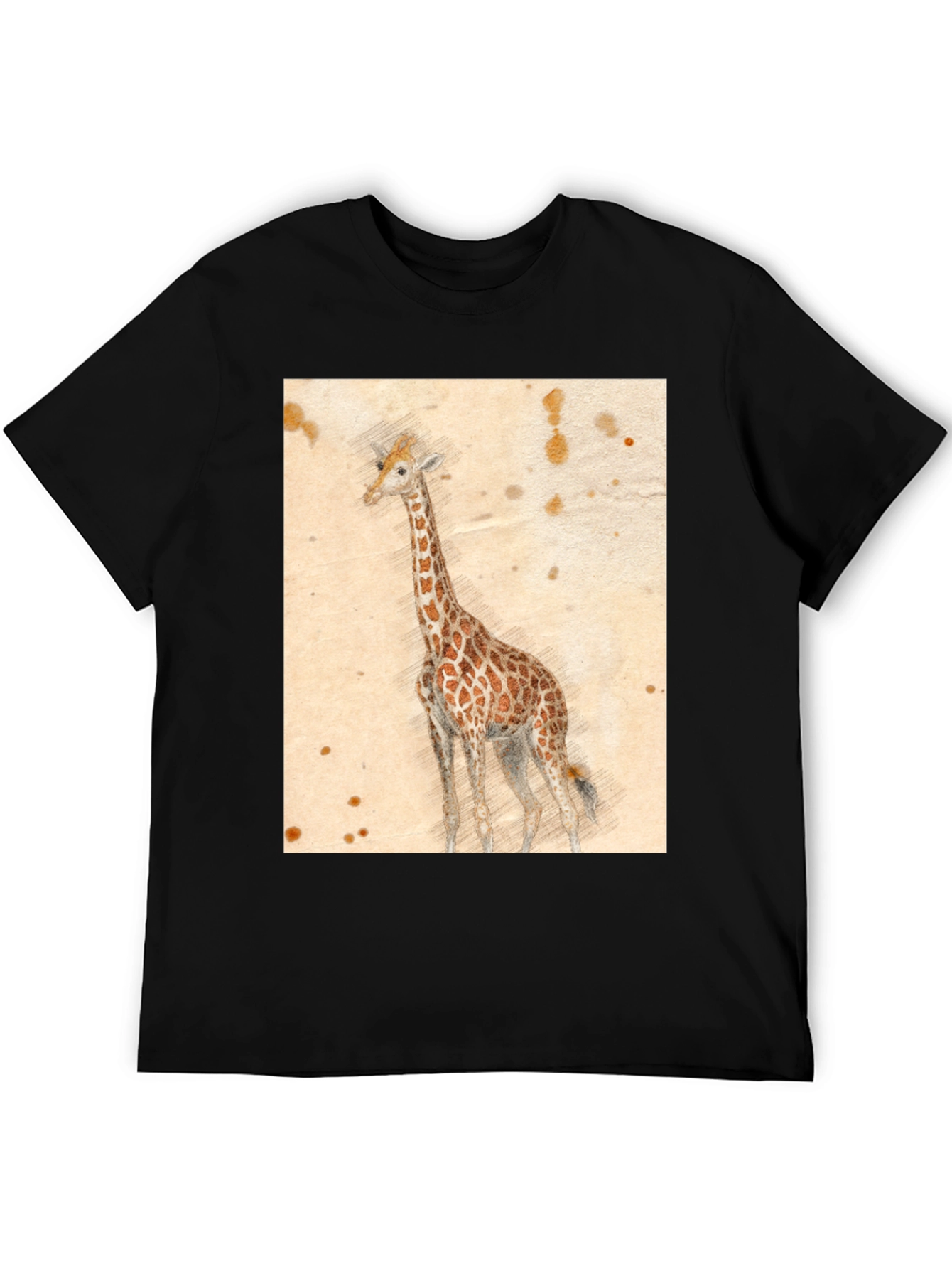 Black Giraffe Sketch T-Shirt - Unique Graphic Tee view 5