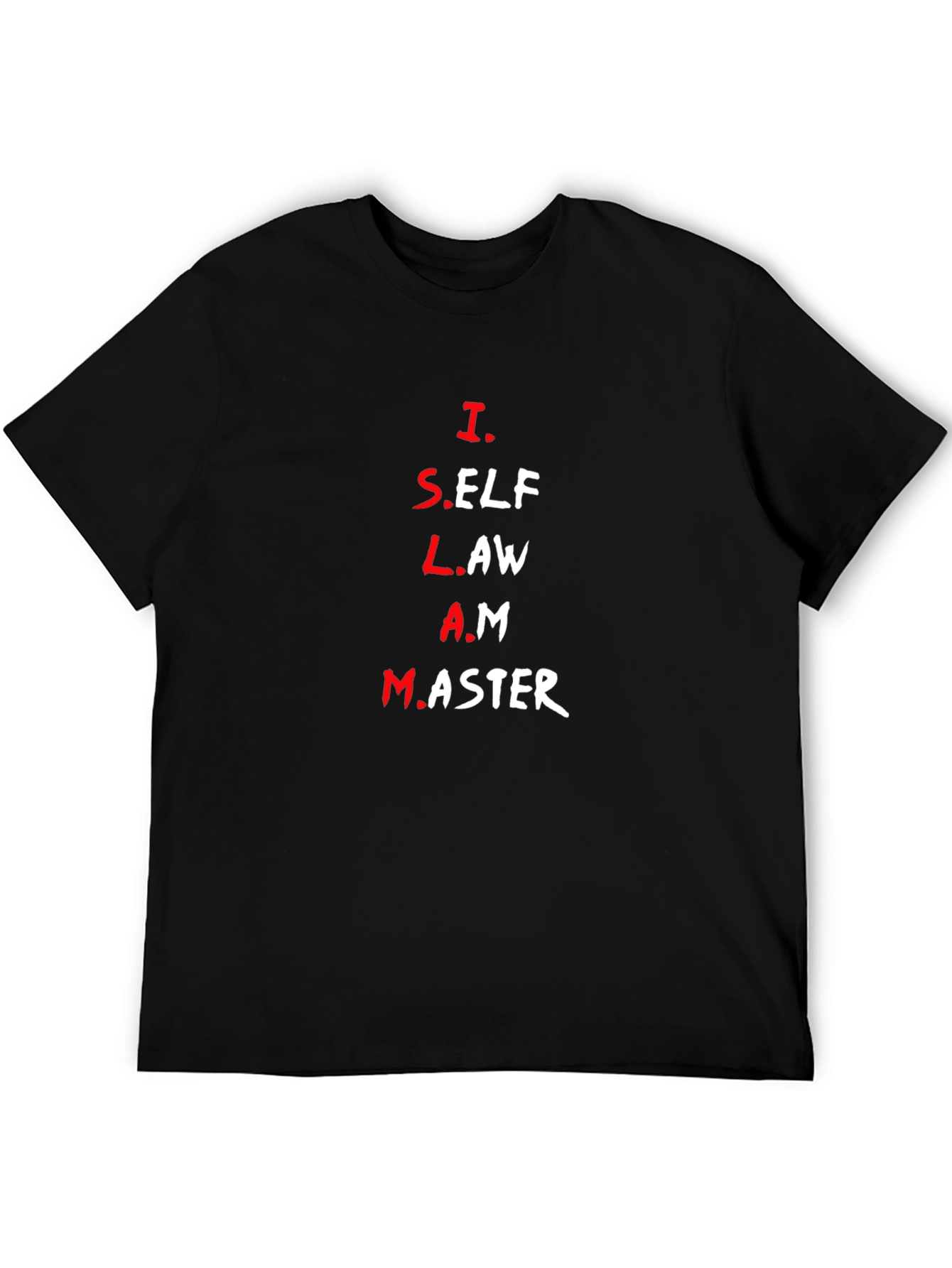 Black Islam Acronym Black T-Shirt - Self Law Master Tee view 5