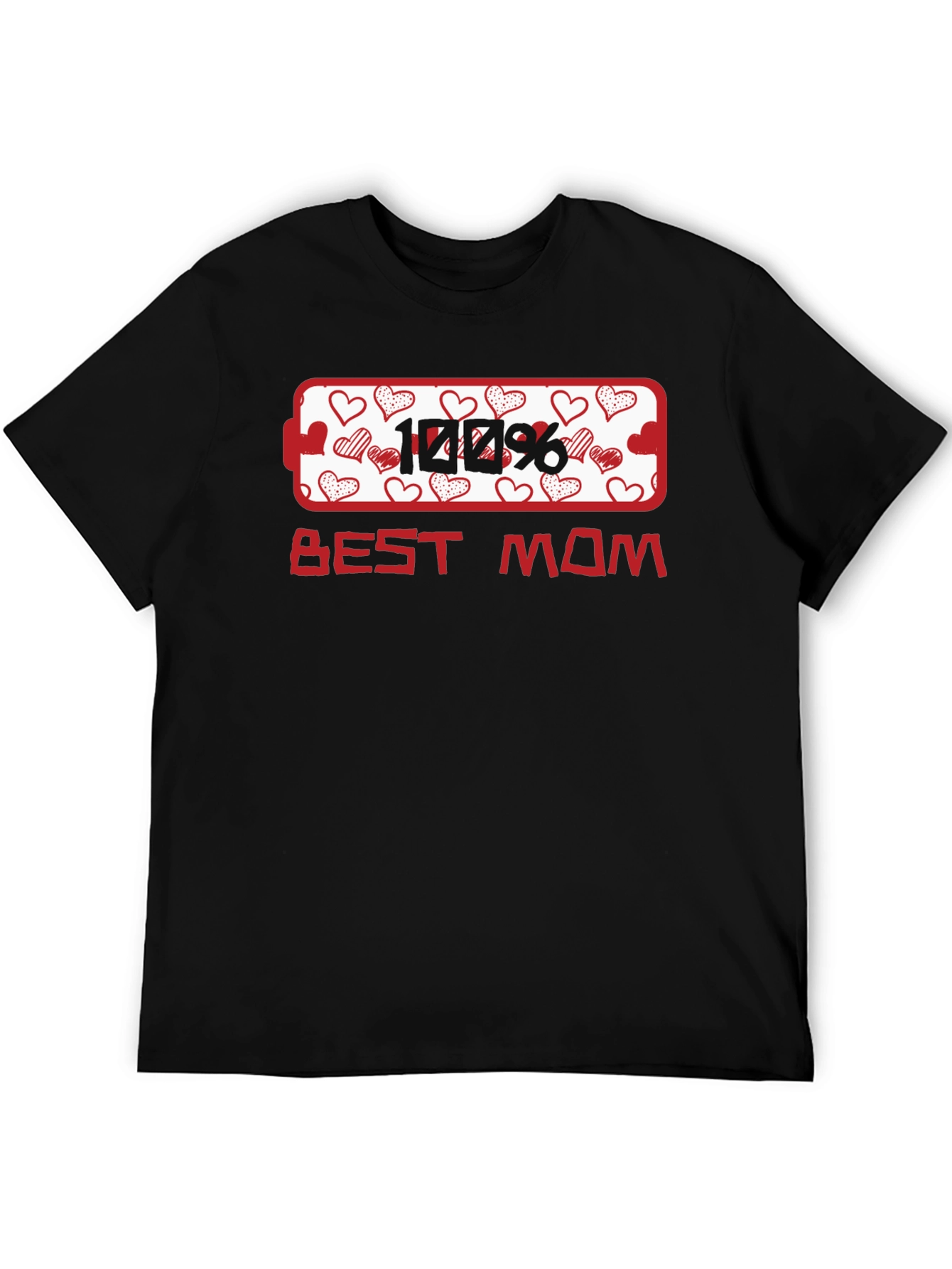 Black 100% Best Mom Heart Graphic T-Shirt view 5