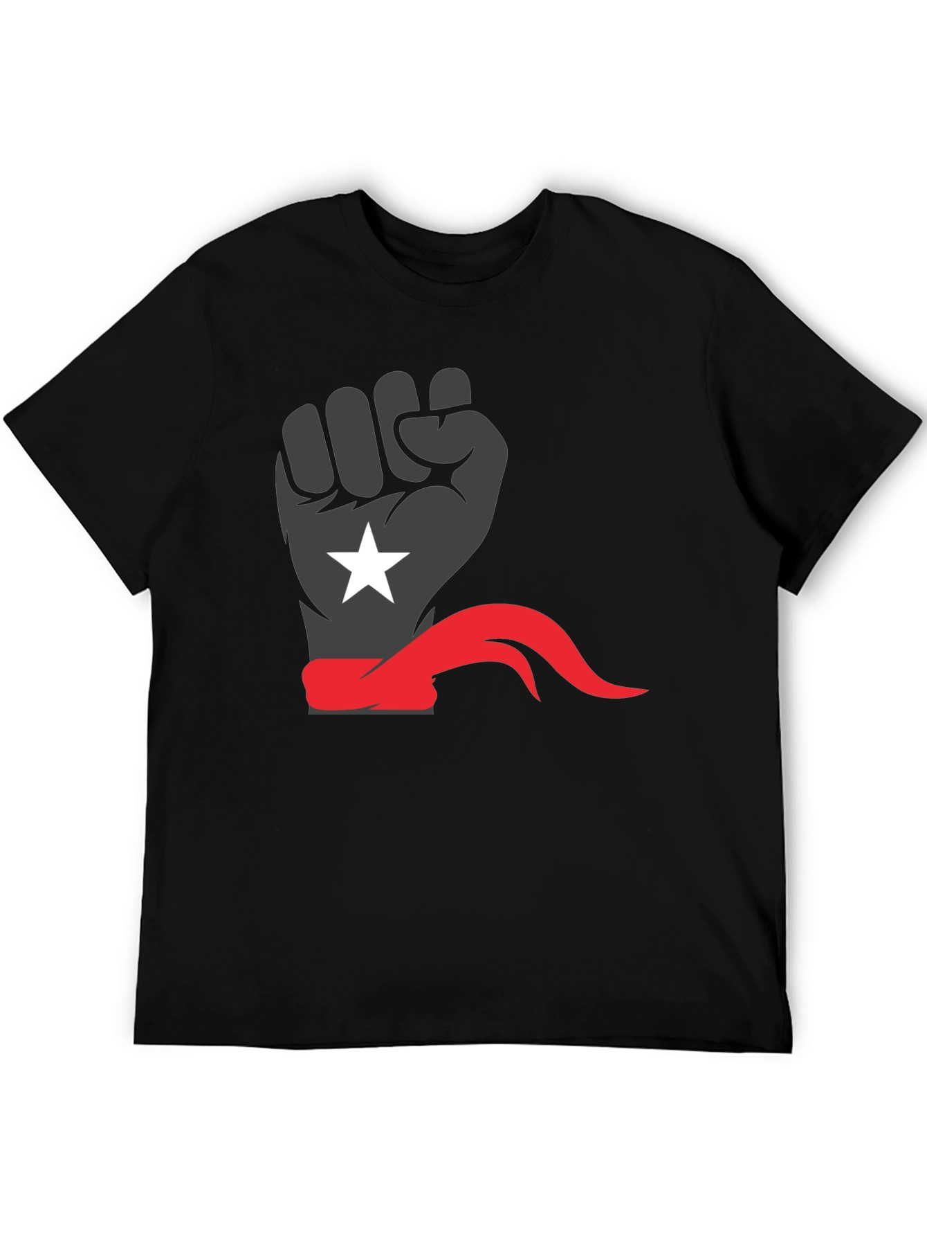 Black Power Fist Tee - Red Bandana Star Design - 5