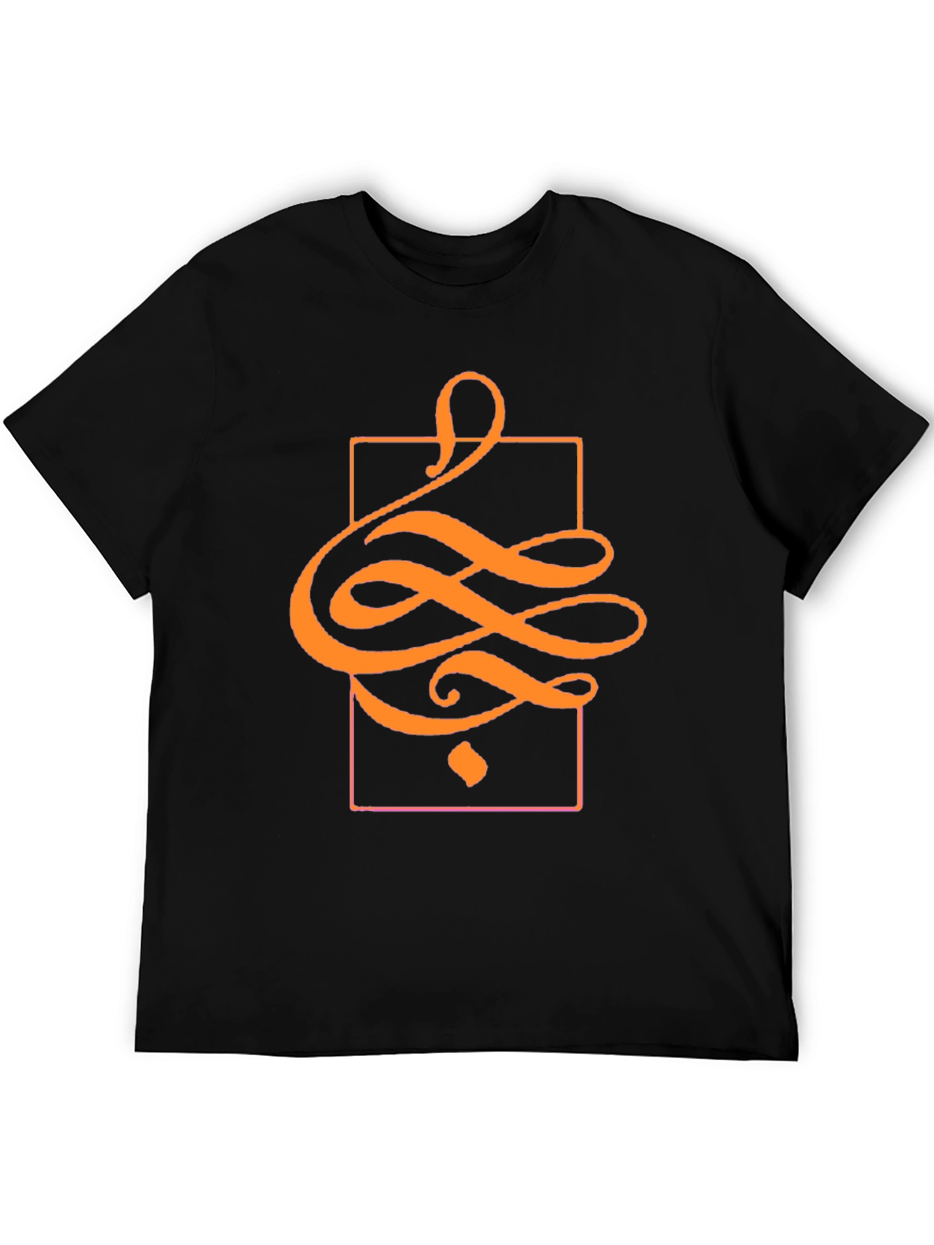 Black Stylish Black T-Shirt with Abstract Orange Design view 5