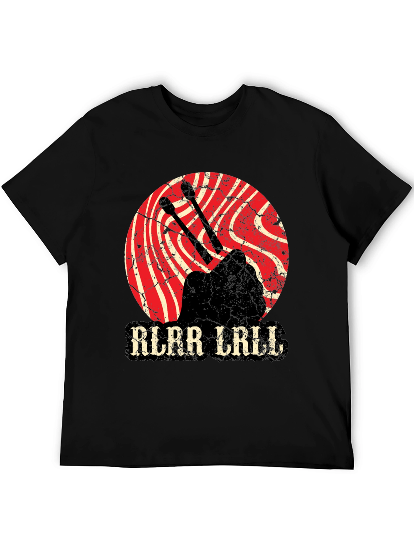 Black Vintage Style Drummer T-Shirt - Rlar Lrill Design view 5