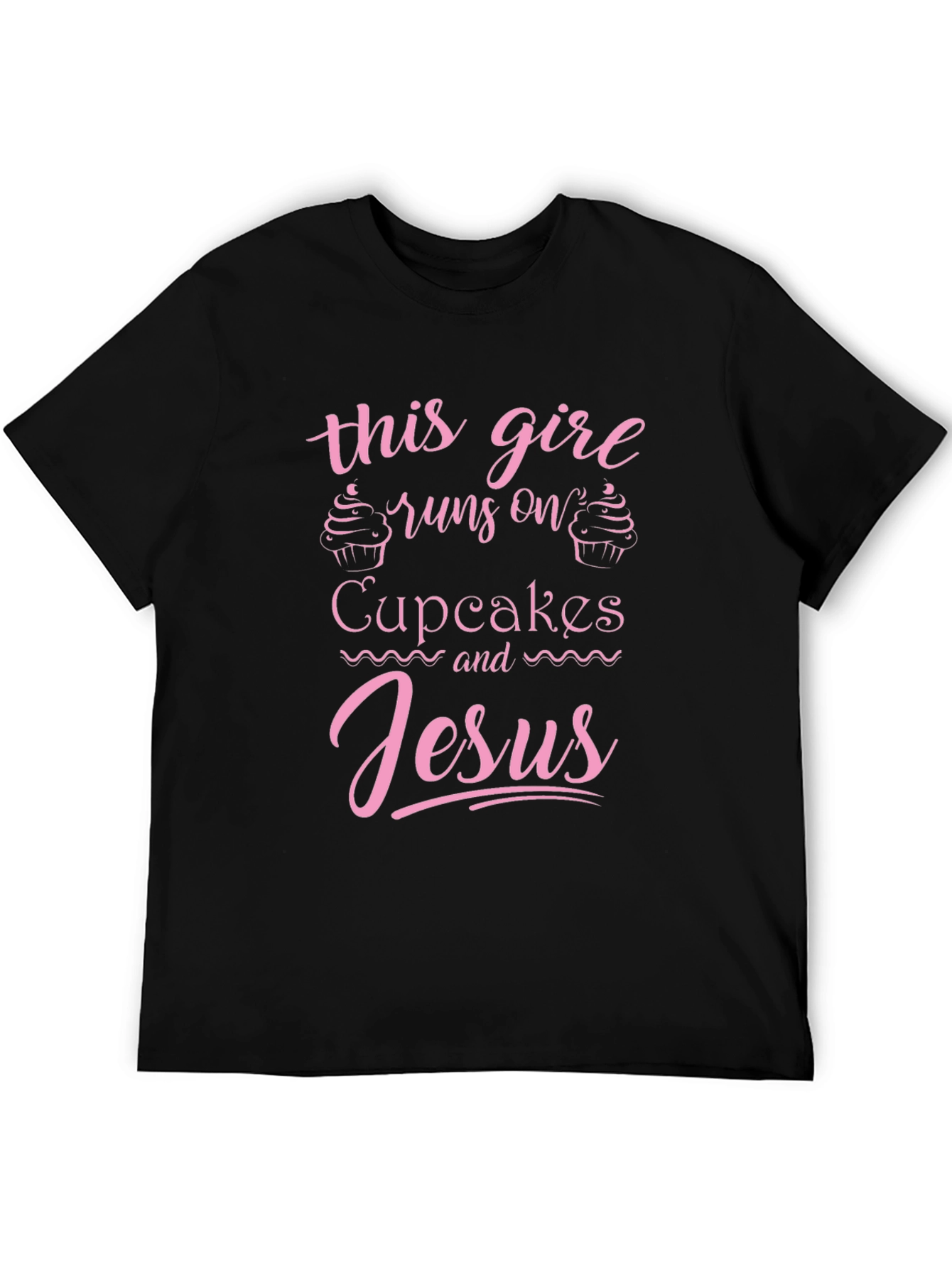 Black Runs on Cupcakes and Jesus Graphic T-Shirt view 5