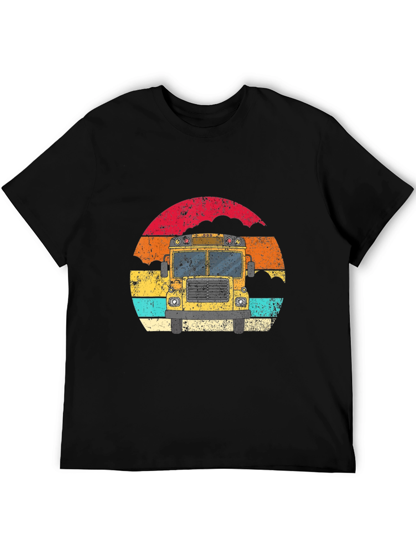Black Retro School Bus Graphic Tee - Vintage Style T-Shirt view 5