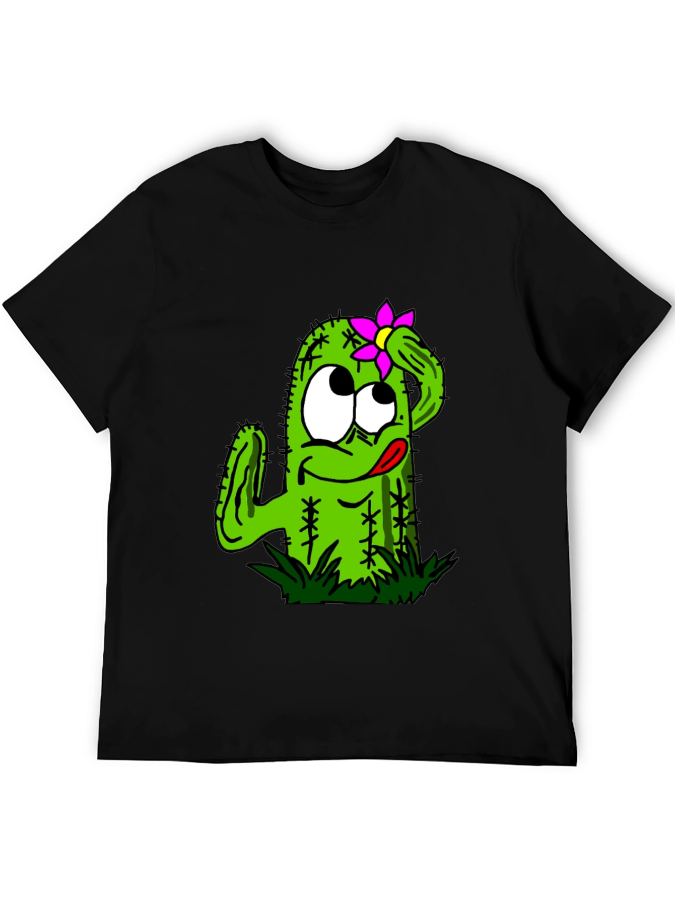 Black Funny Cactus Graphic Tee - Black Unisex T-Shirt view 5