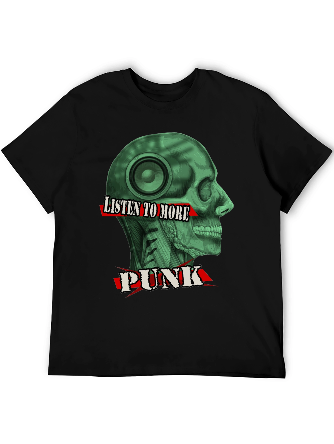 Black Listen to More Punk T-Shirt - Graphic Tee view 5