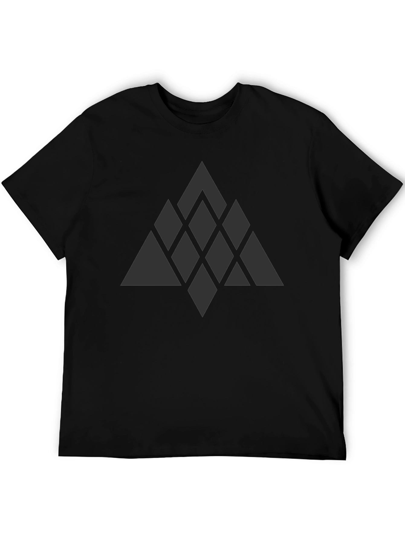 Black Geometric Diamond Pattern T-Shirt - Dark Gray Design view 5