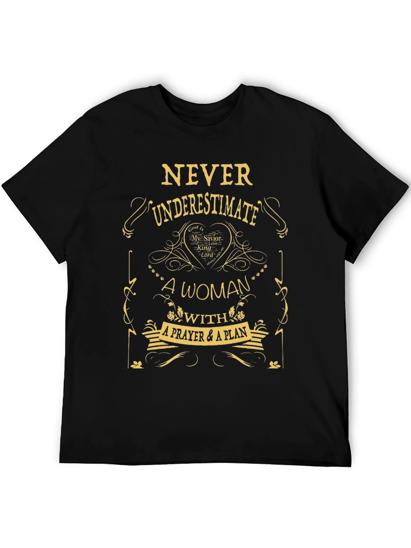 Black Never Underestimate Woman Prayer Plan T-Shirt view 5