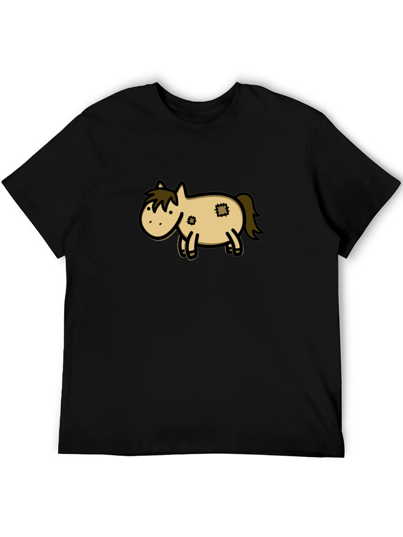 Black Horse Cartoon Black T-Shirt view 5