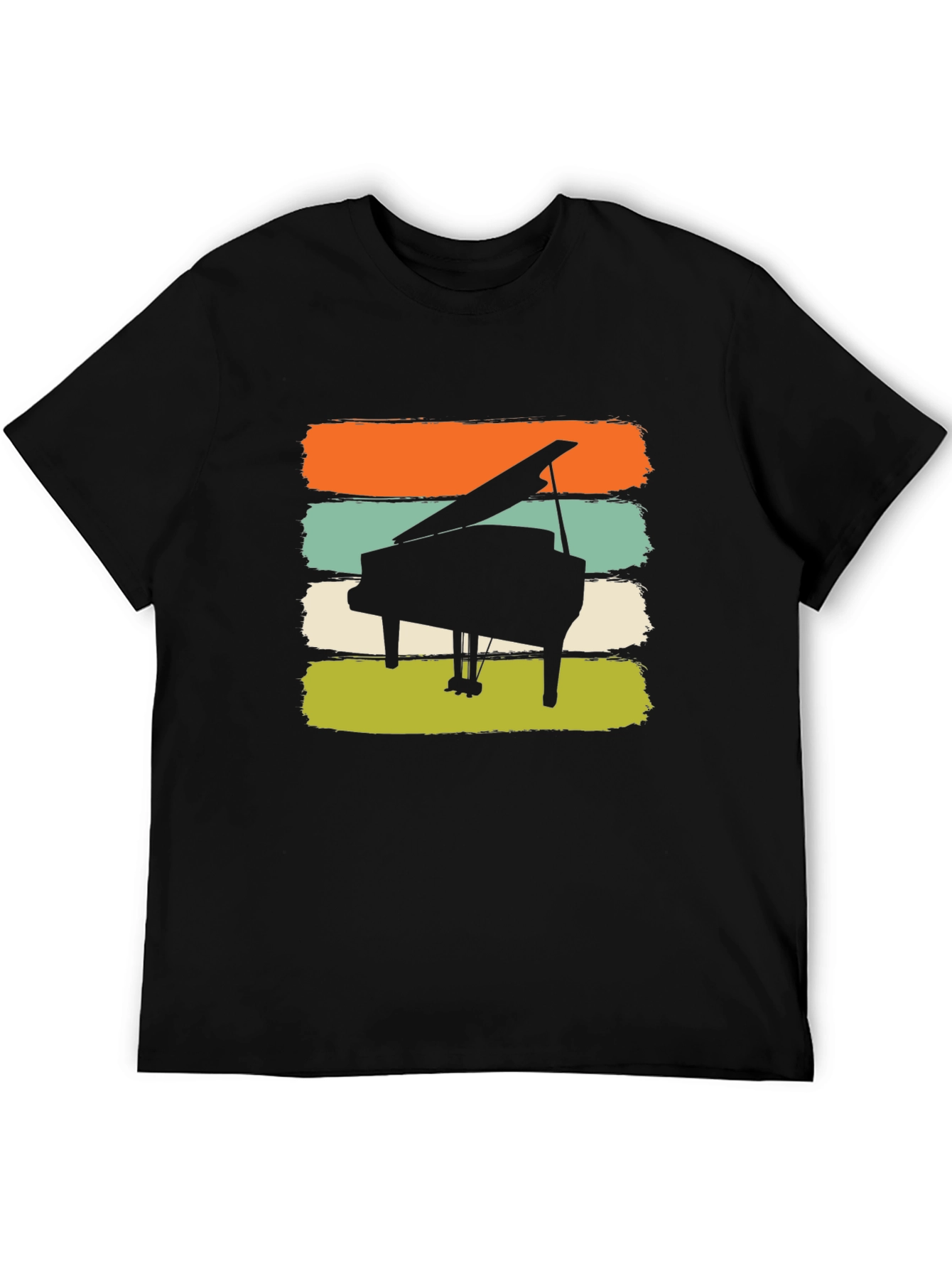 Black Retro Piano Graphic Tee - Music Lover's Shirt view 5