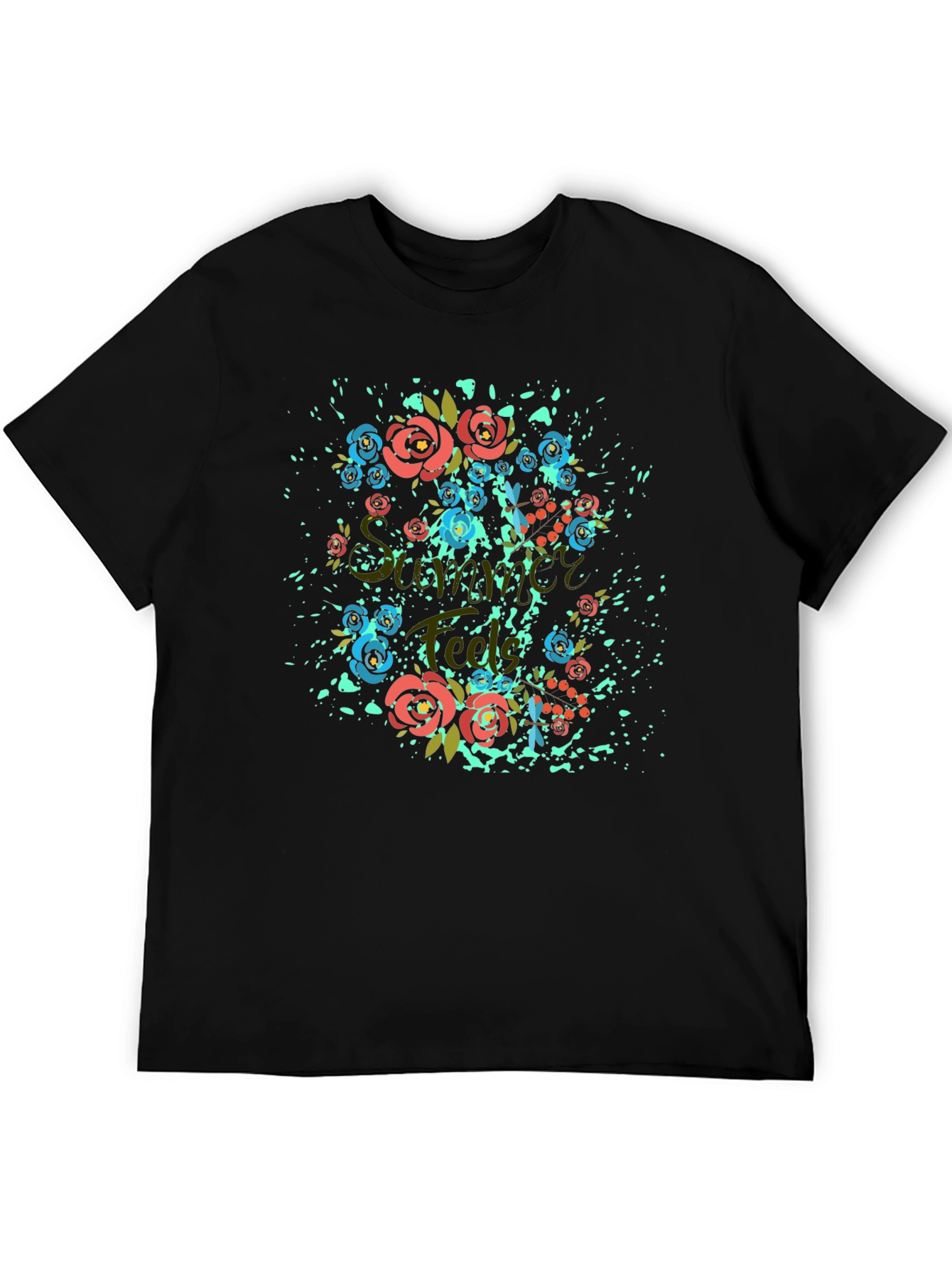 Black Floral Summer T-Shirt - Stylish Black Tee view 5