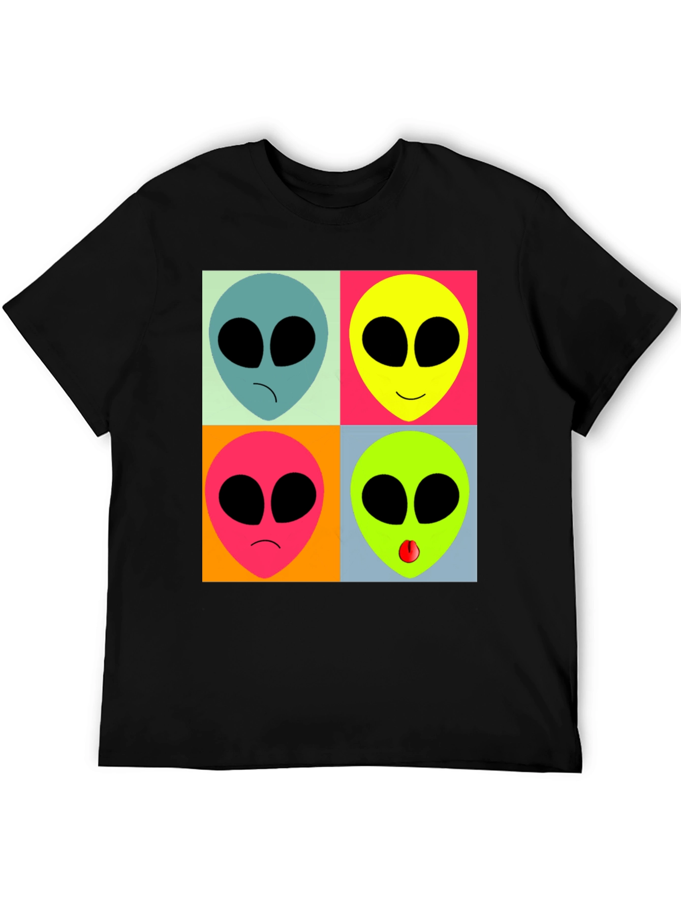 Black Retro Alien Pop Art T-Shirt - Black Graphic Tee view 5