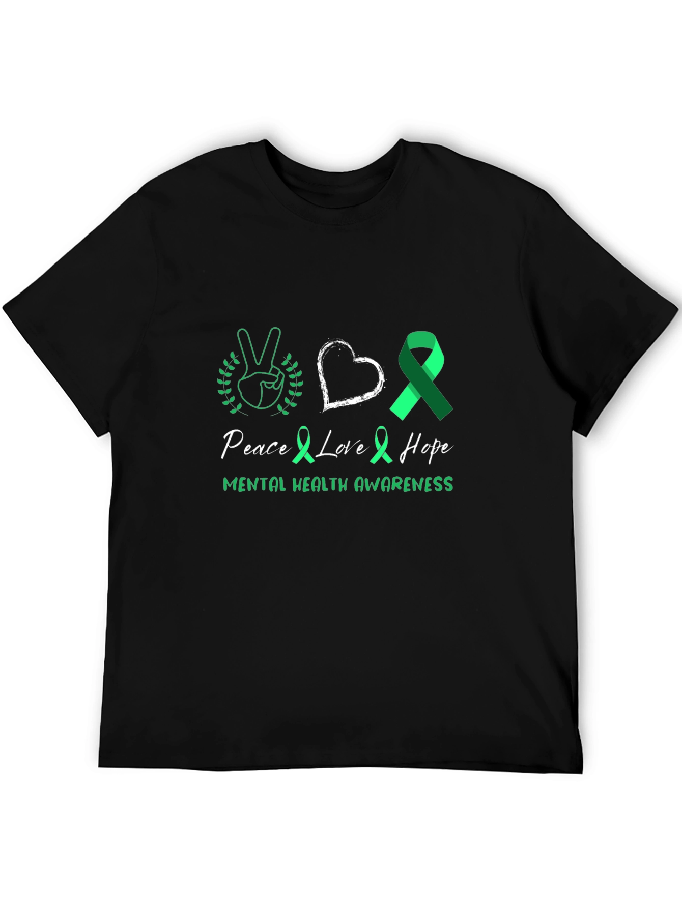 Black Mental Health Awareness Peace Love Hope T-Shirt view 5