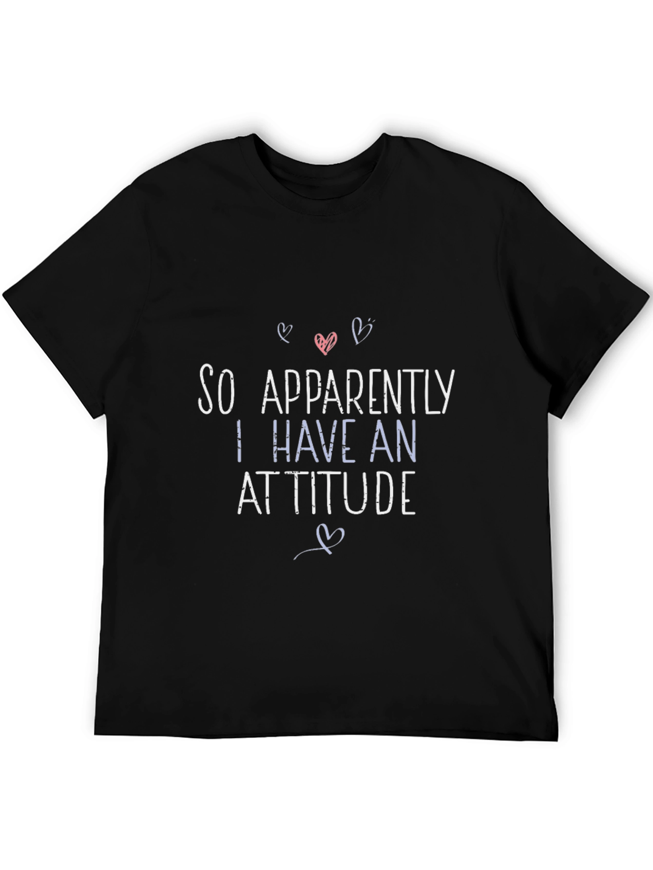 Black Funny Attitude T-Shirt - Black Crew Neck Tee view 5