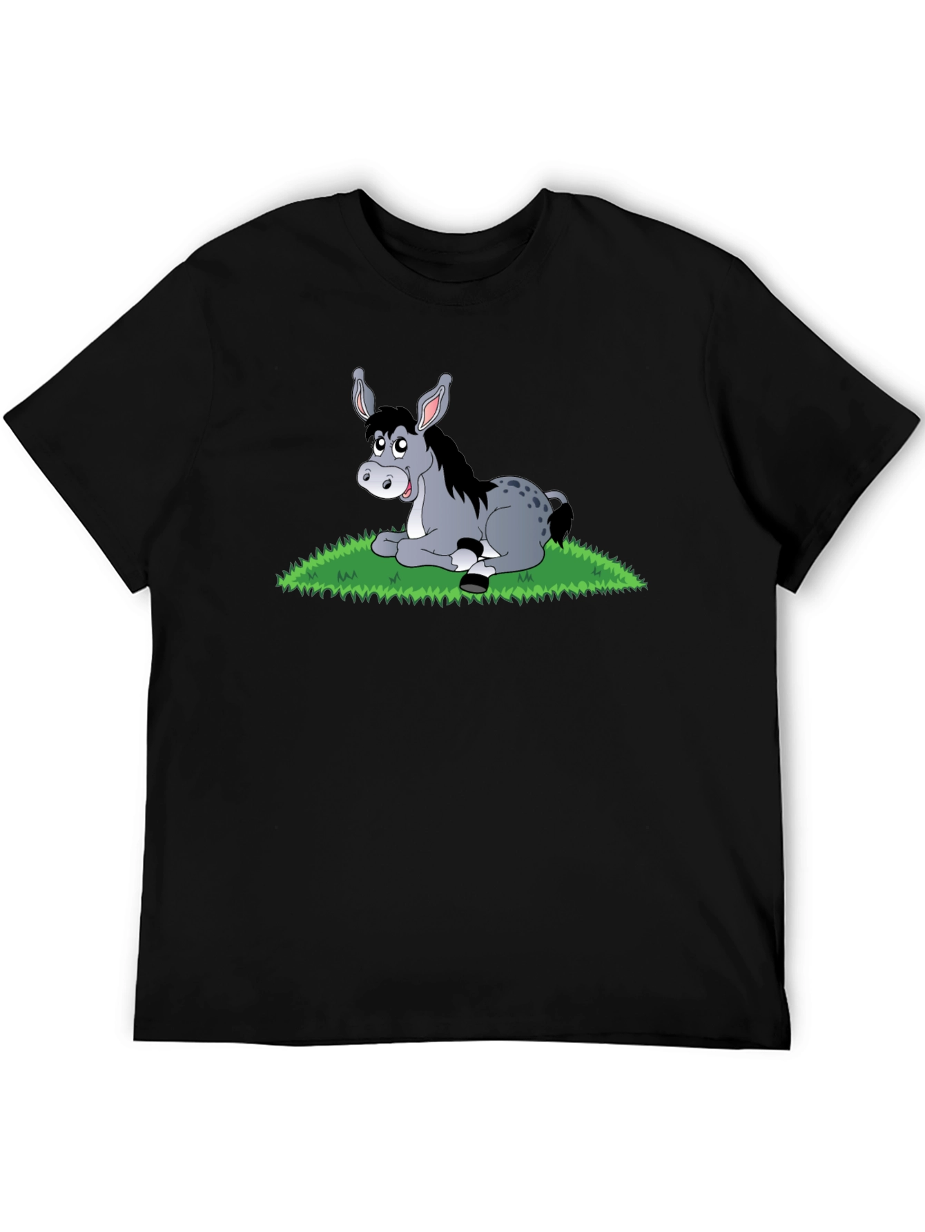 Black Cute Donkey Cartoon Black T-Shirt view 5