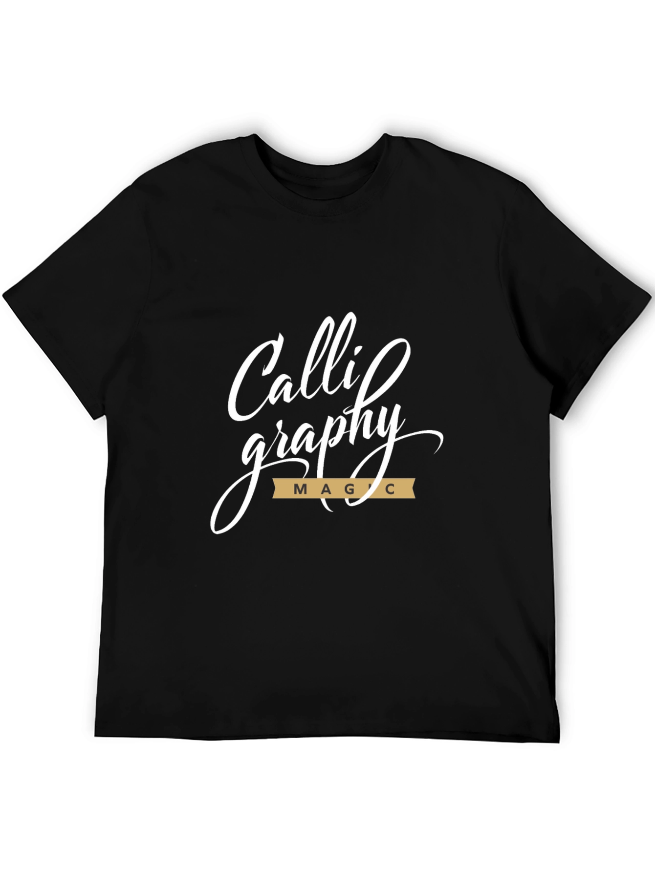 Black Calligraphy Magic Graphic Tee - Stylish Black Cotton Shirt view 5
