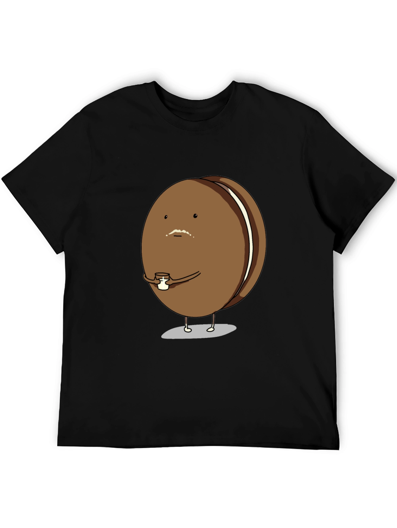 Black Funny Oreo Character Black T-Shirt view 5