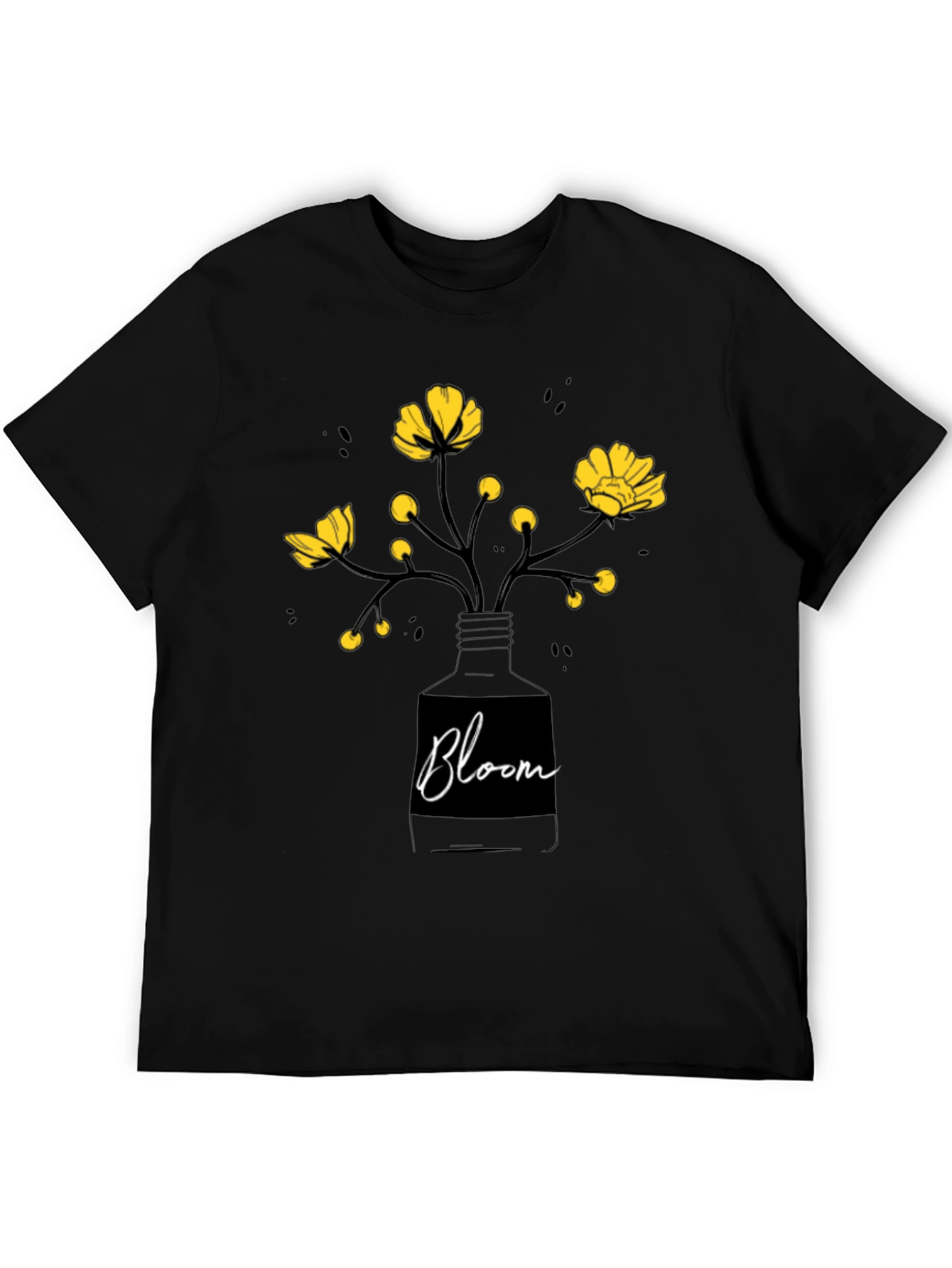 Black Bloom Graphic Tee - Black Cotton T-Shirt view 5