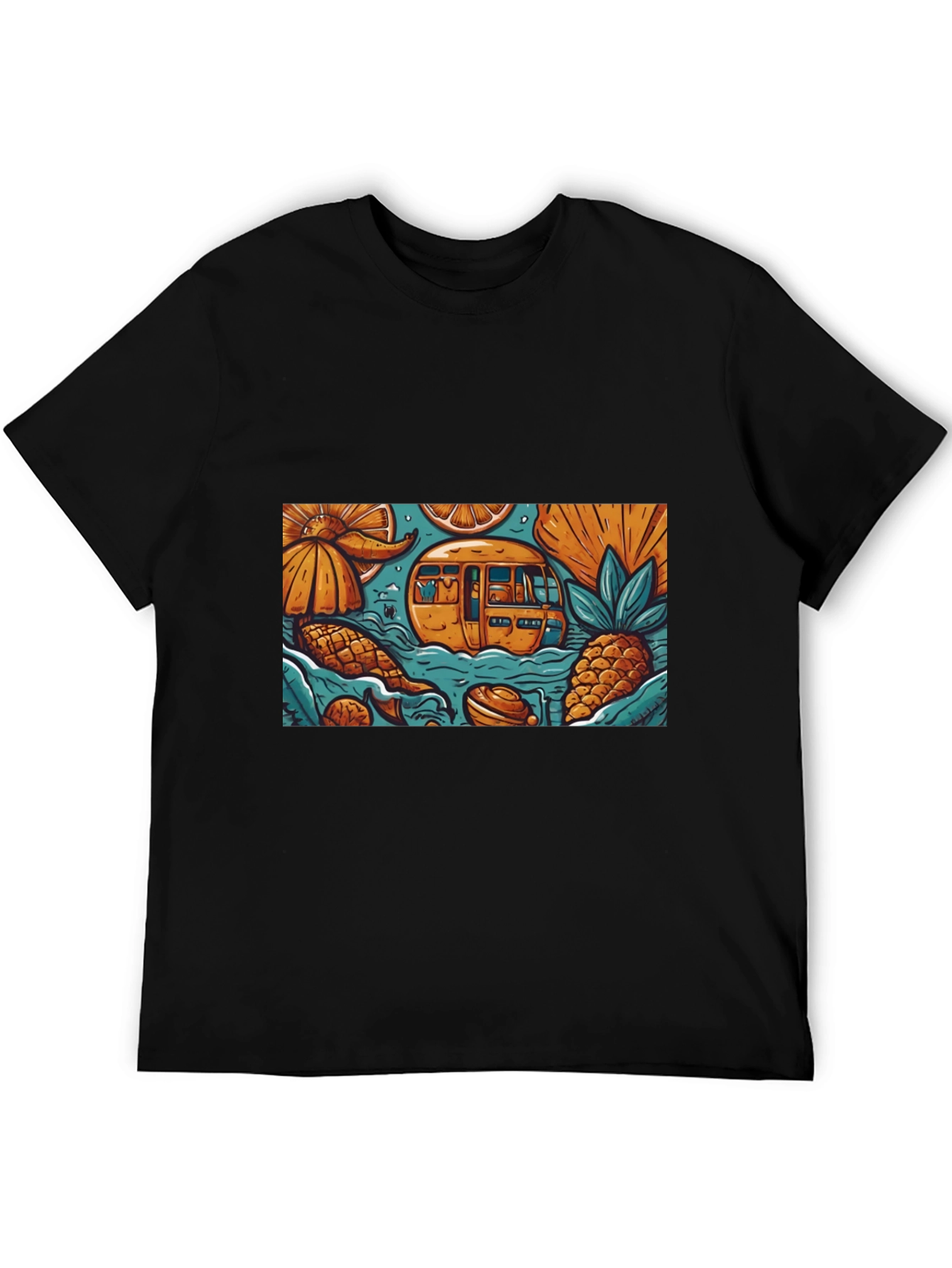 Black Tropical Island Adventure T-Shirt view 5