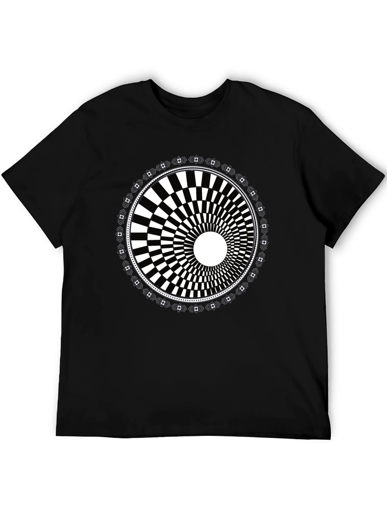 Black Optical Illusion Graphic Tee - Black Cotton Blend view 5
