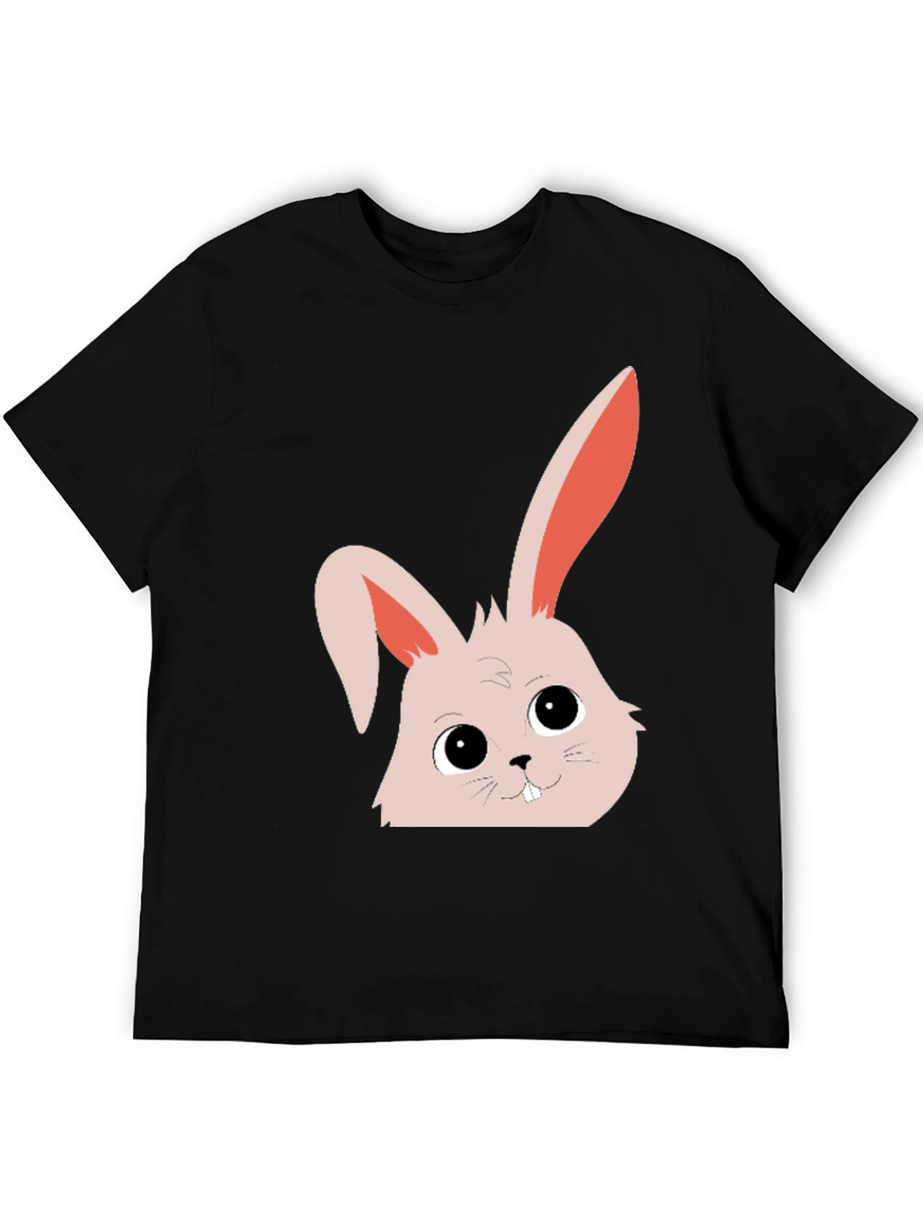 Black Cute Bunny Graphic Tee - Black Cotton Blend view 5