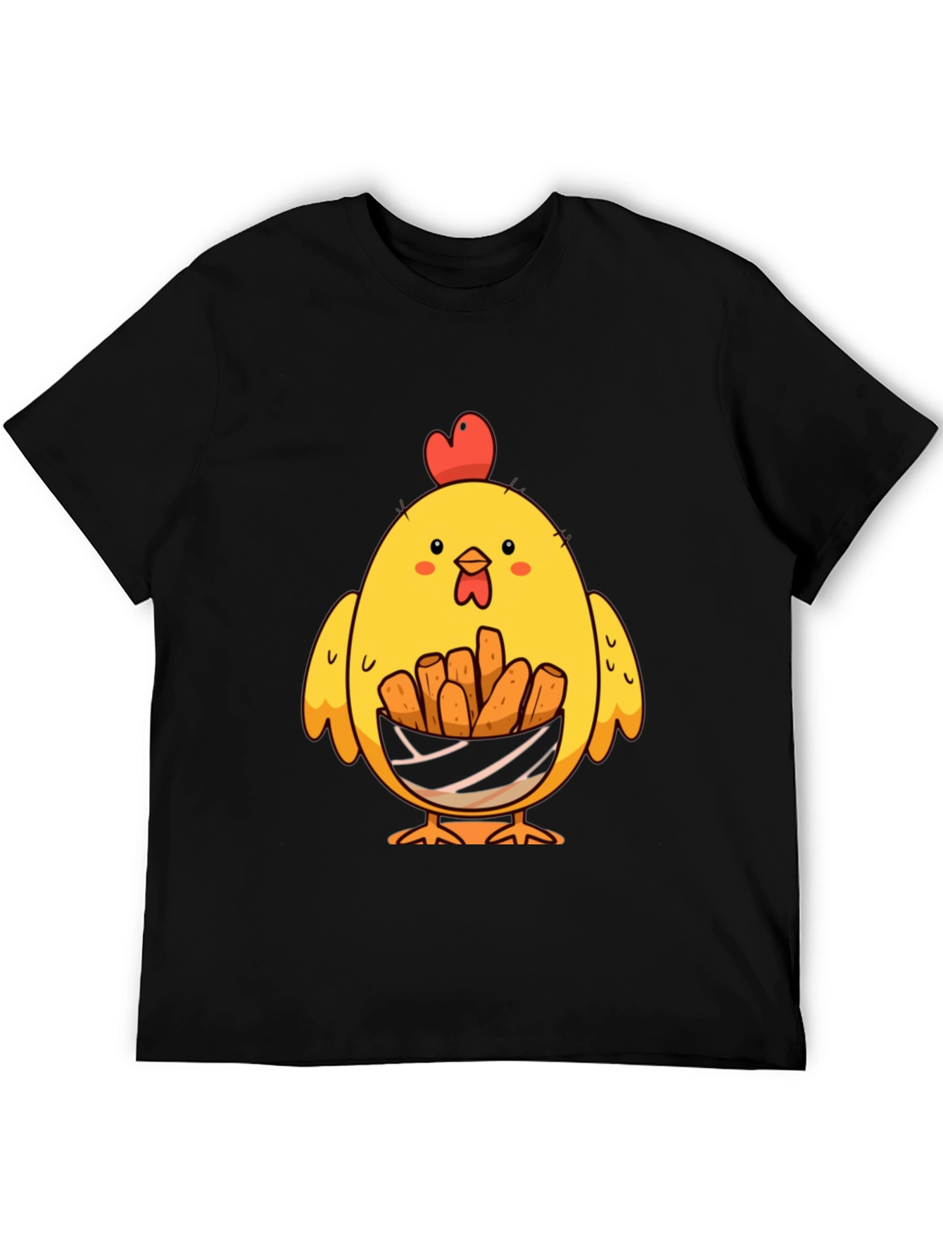 Black Chicken Nugget Lover T-Shirt - Cute Cartoon Chick view 5