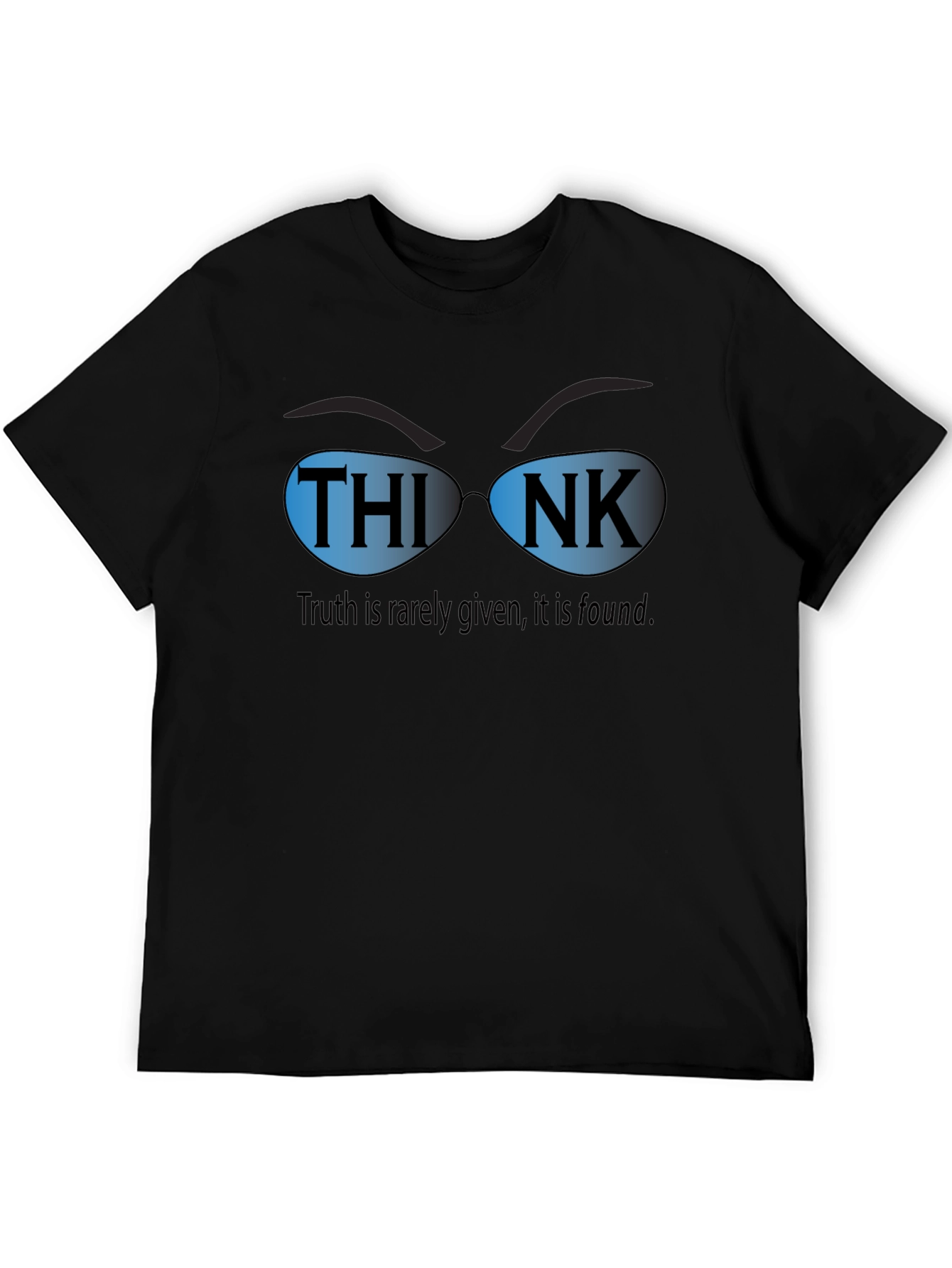 Black Think Sunglasses Graphic T-Shirt - Truth is Rarely Given view 5