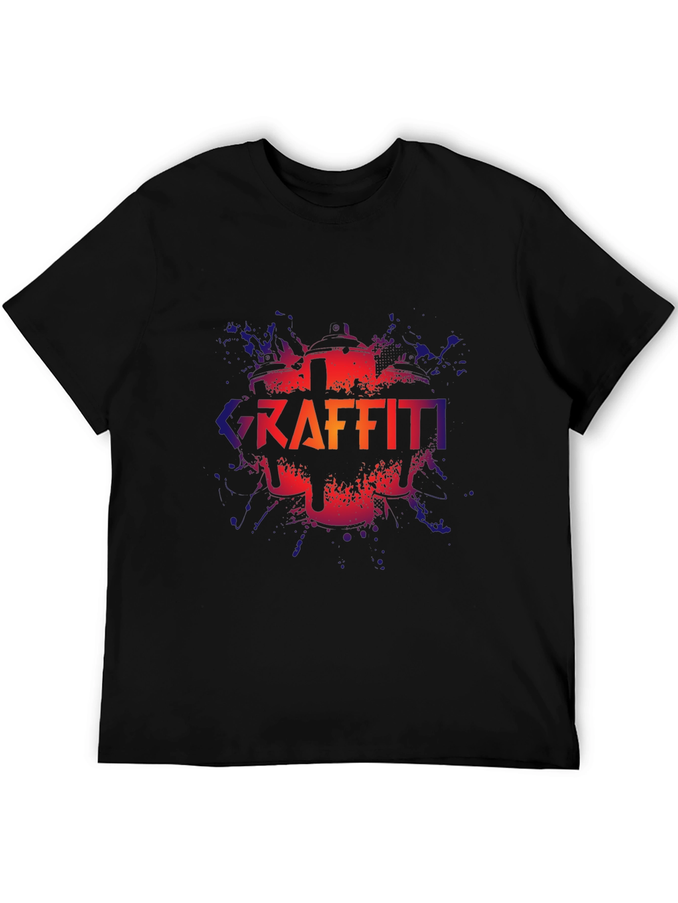 Black Graffiti Drummer Graphic T-Shirt - Black Crew Neck view 5