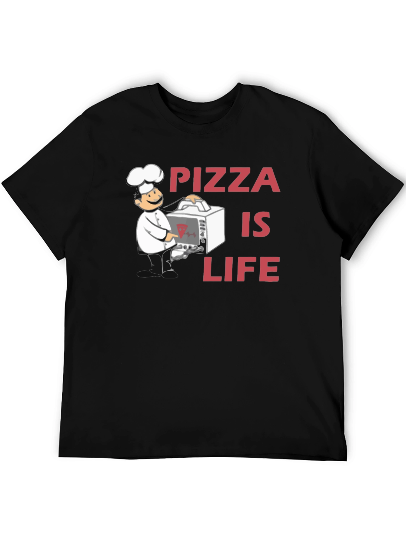 Pizza is Life Graphic Tee - Chef Design Black T-Shirt - 5