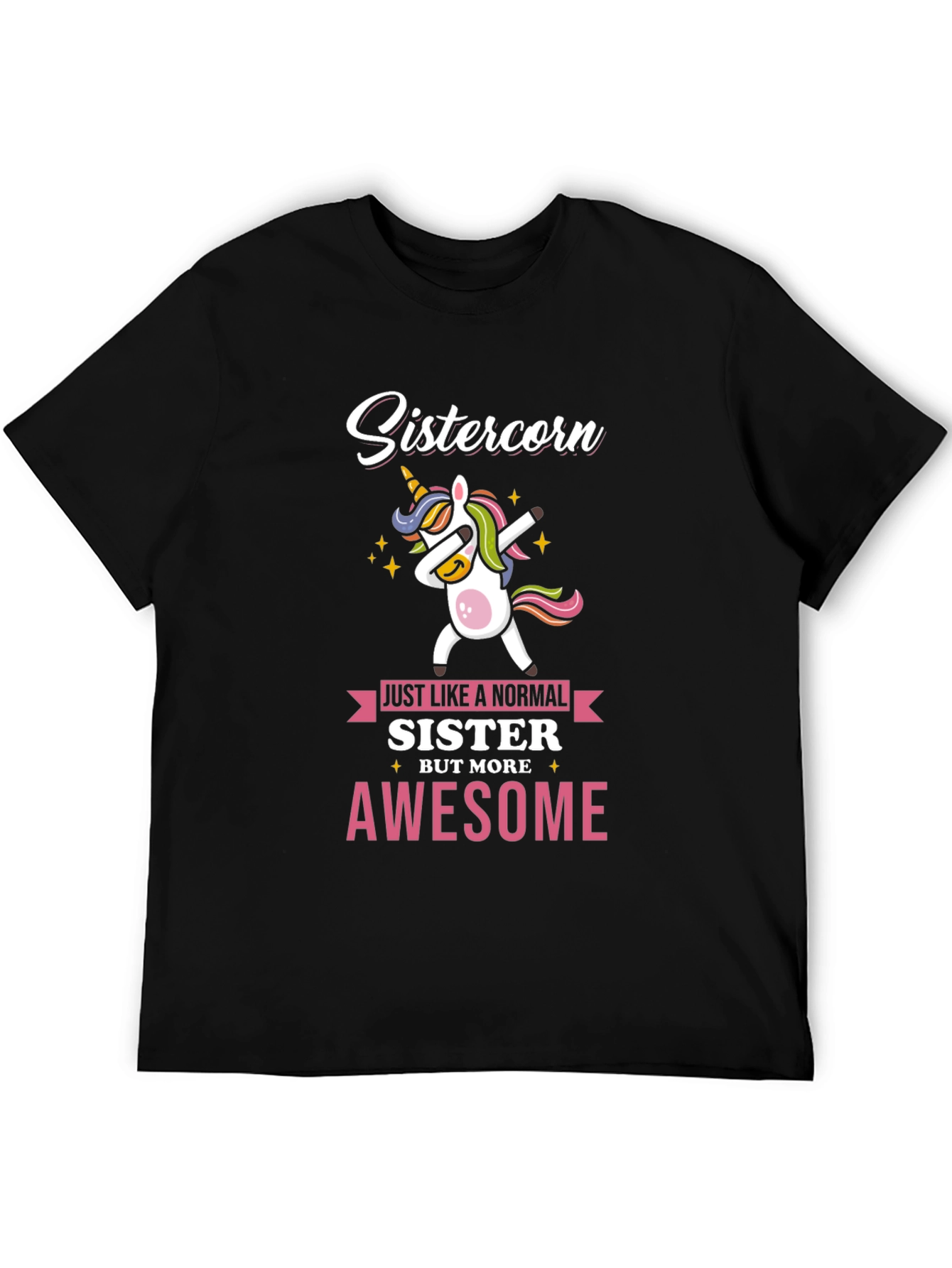 Black Sistercorn Awesome Unicorn Dabbing T-Shirt view 5