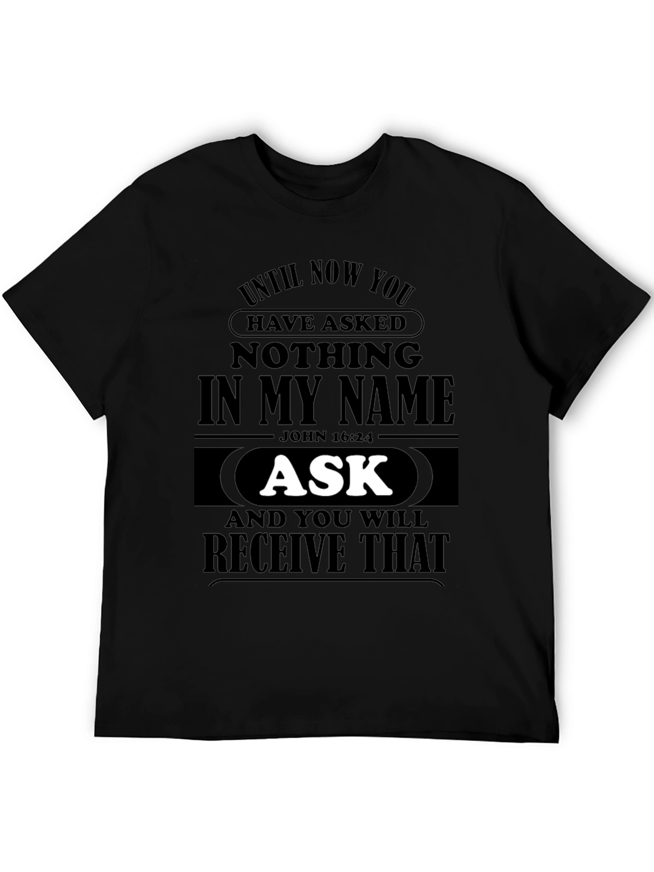Black Ask & Receive Men's Black Graphic Tee view 5