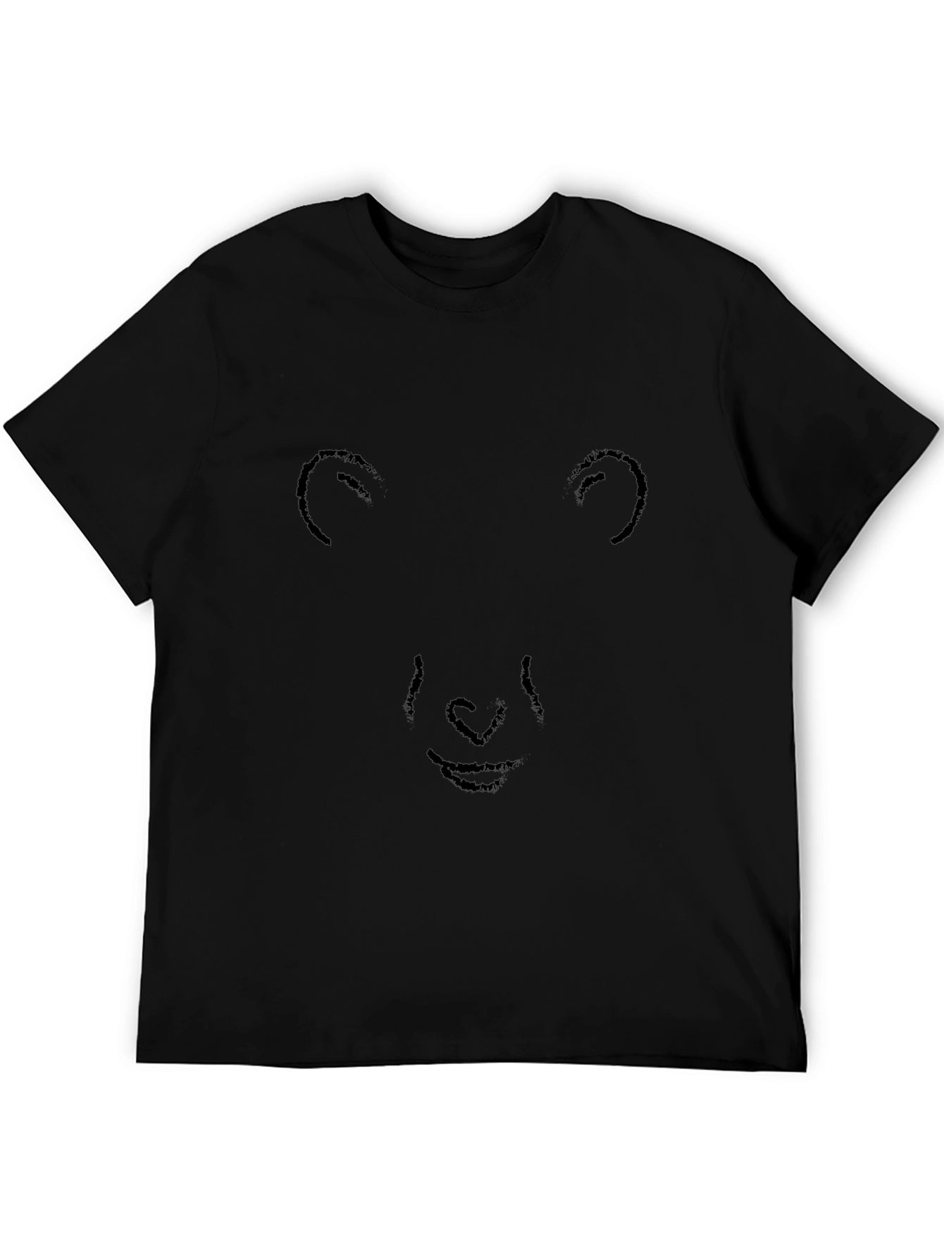 Black Minimalist Bear Face Graphic Tee - Black view 5