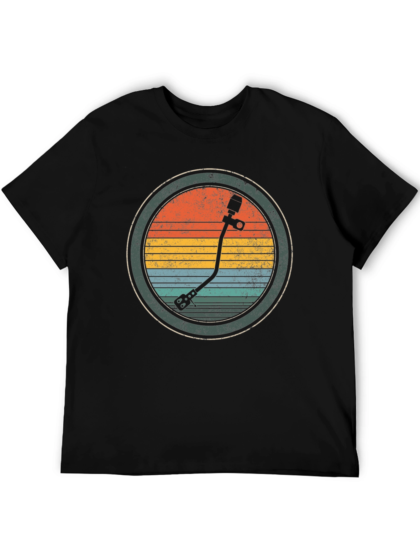 Black Retro Turntable T-Shirt - Vintage Style DJ Tee view 5