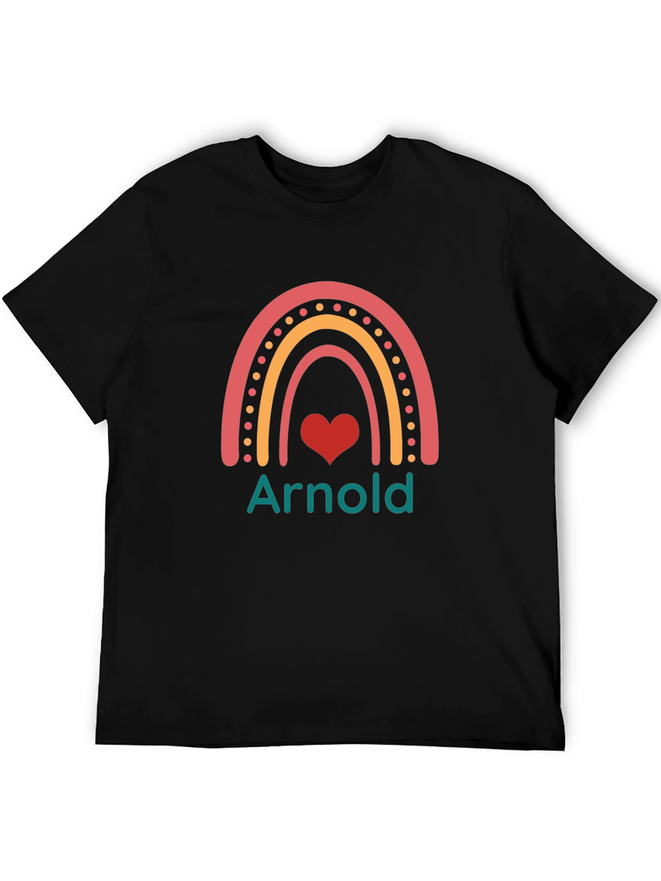 Black Arnold Rainbow Heart Graphic T-Shirt view 5