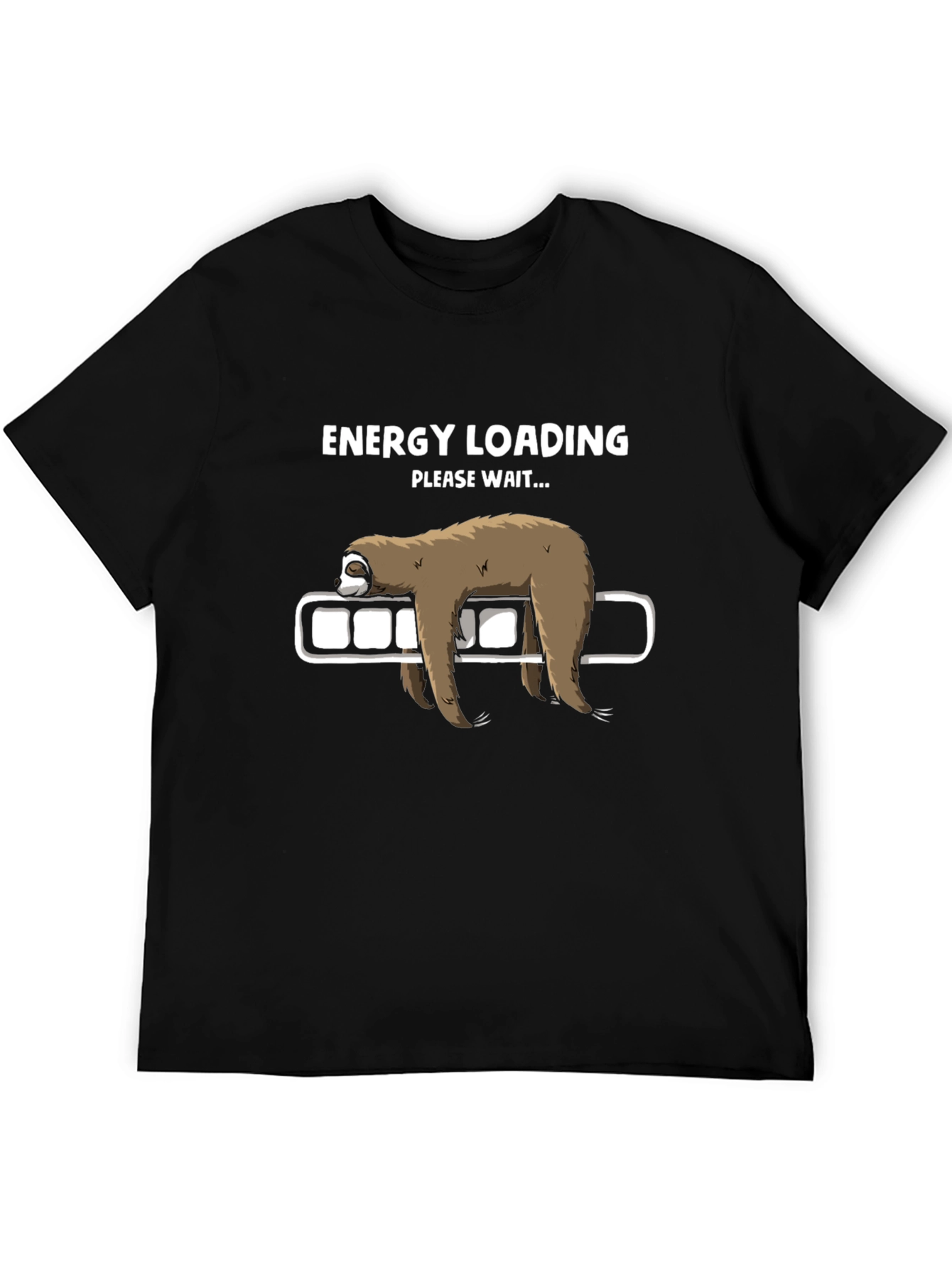 Black Energy Loading Sloth Graphic T-Shirt - Relaxed Fit view 5