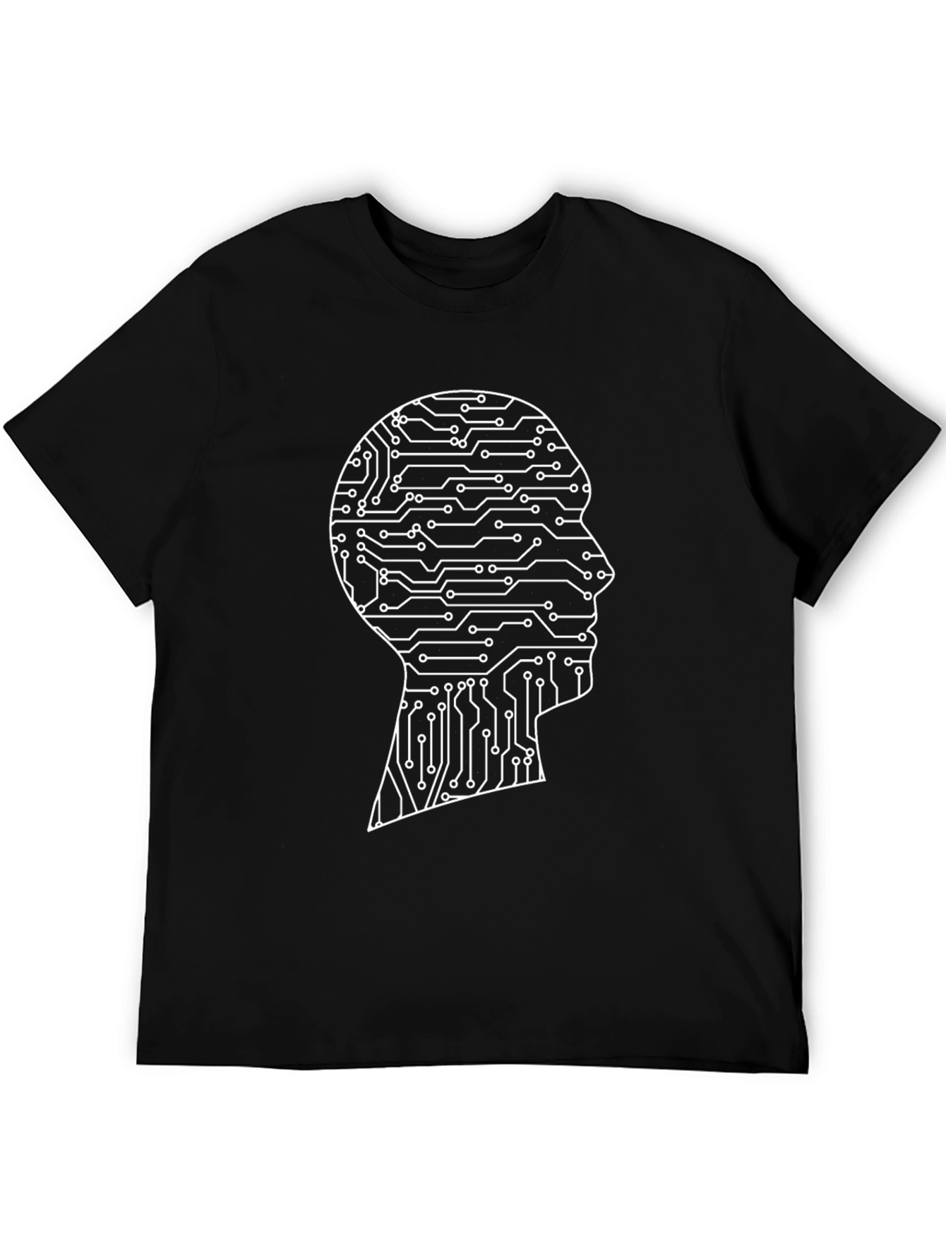 Black Circuit Brain T-Shirt - Tech Mind Tee view 5