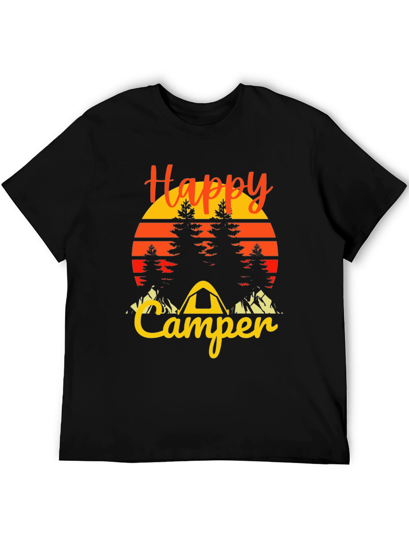 Black Happy Camper Graphic Tee - Outdoor Adventure Shirt view 5