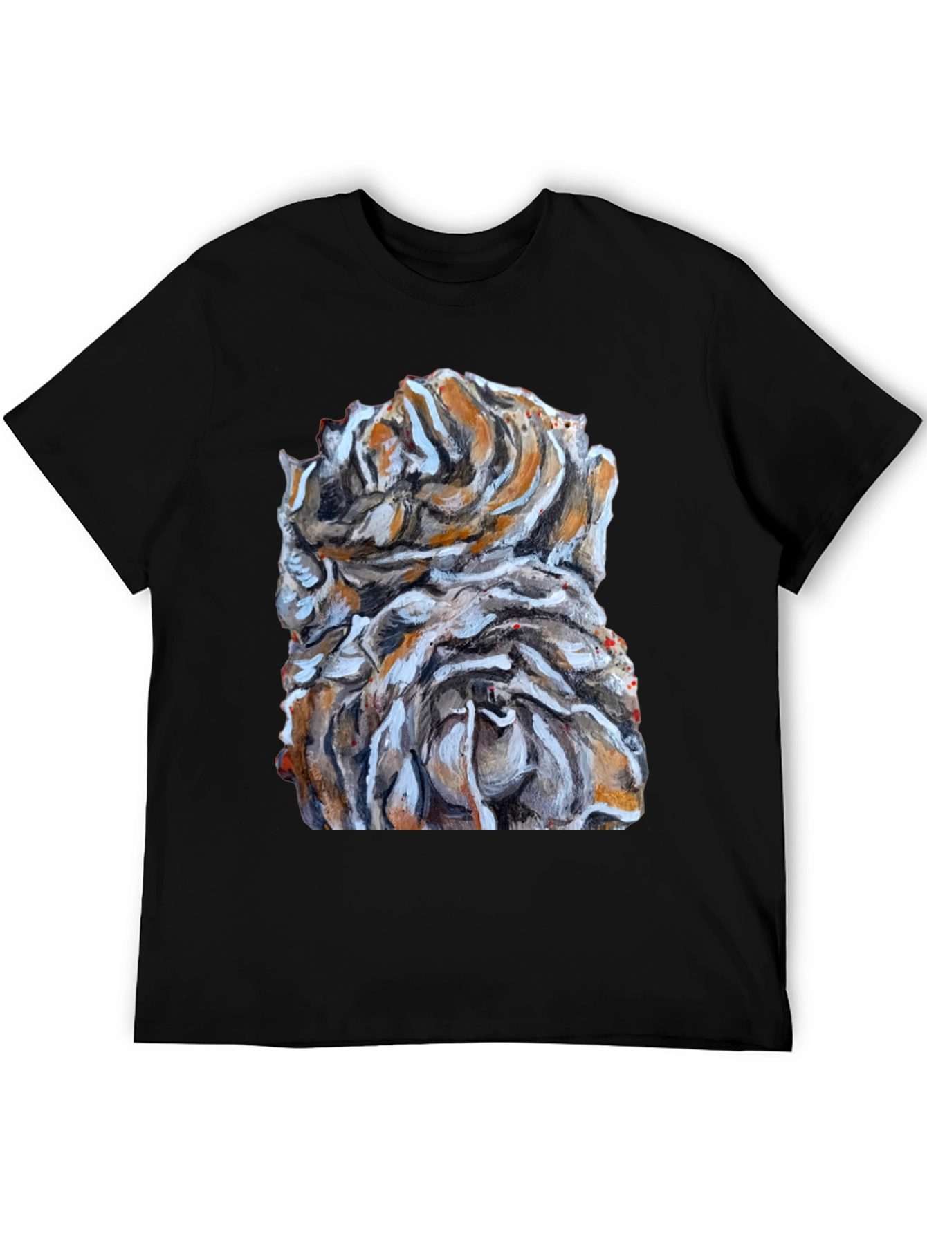 Black Abstract Floral Graphic Print T-Shirt view 5
