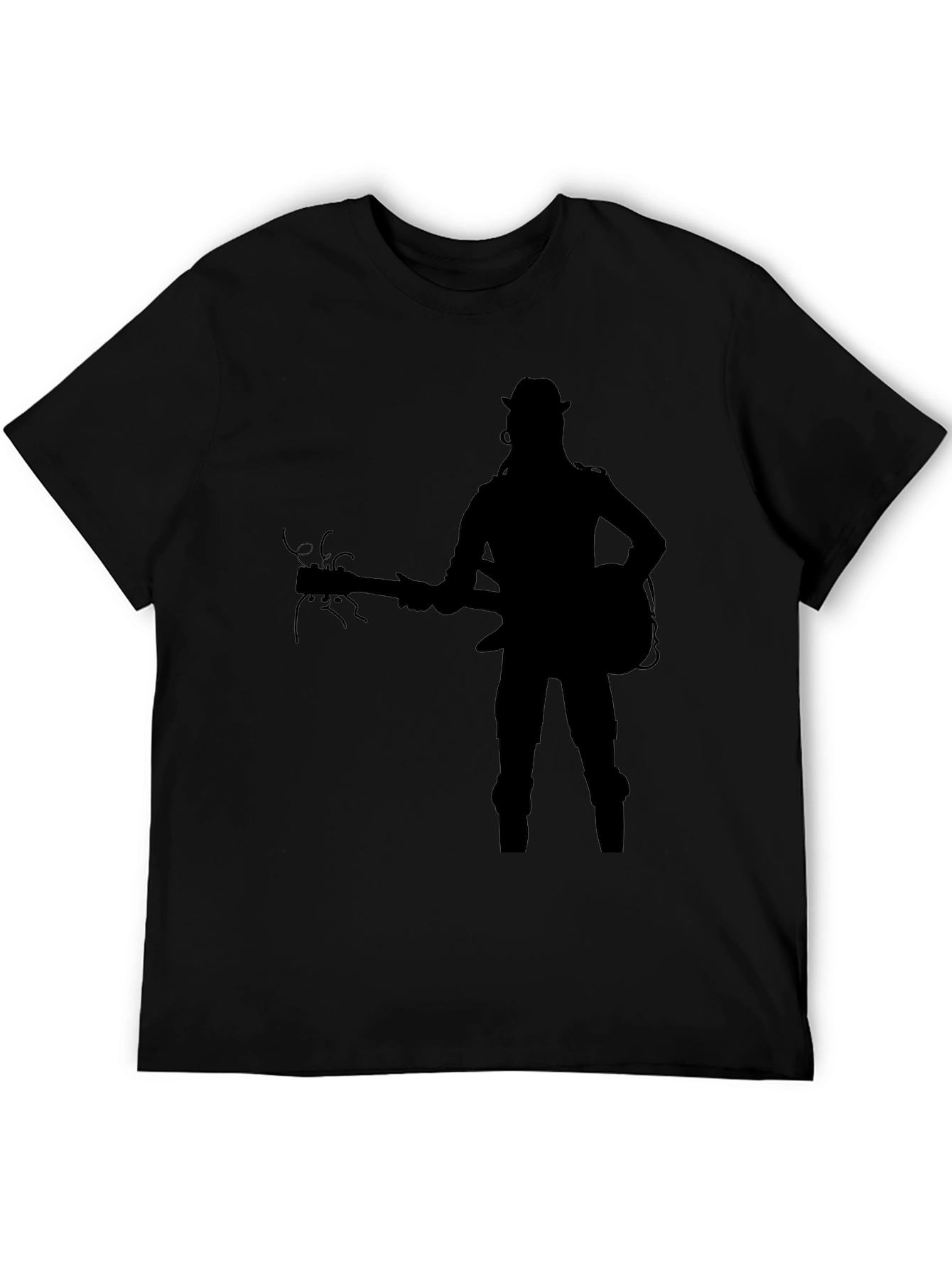 Black Silhouette Guitarist Graphic Tee - Black view 5